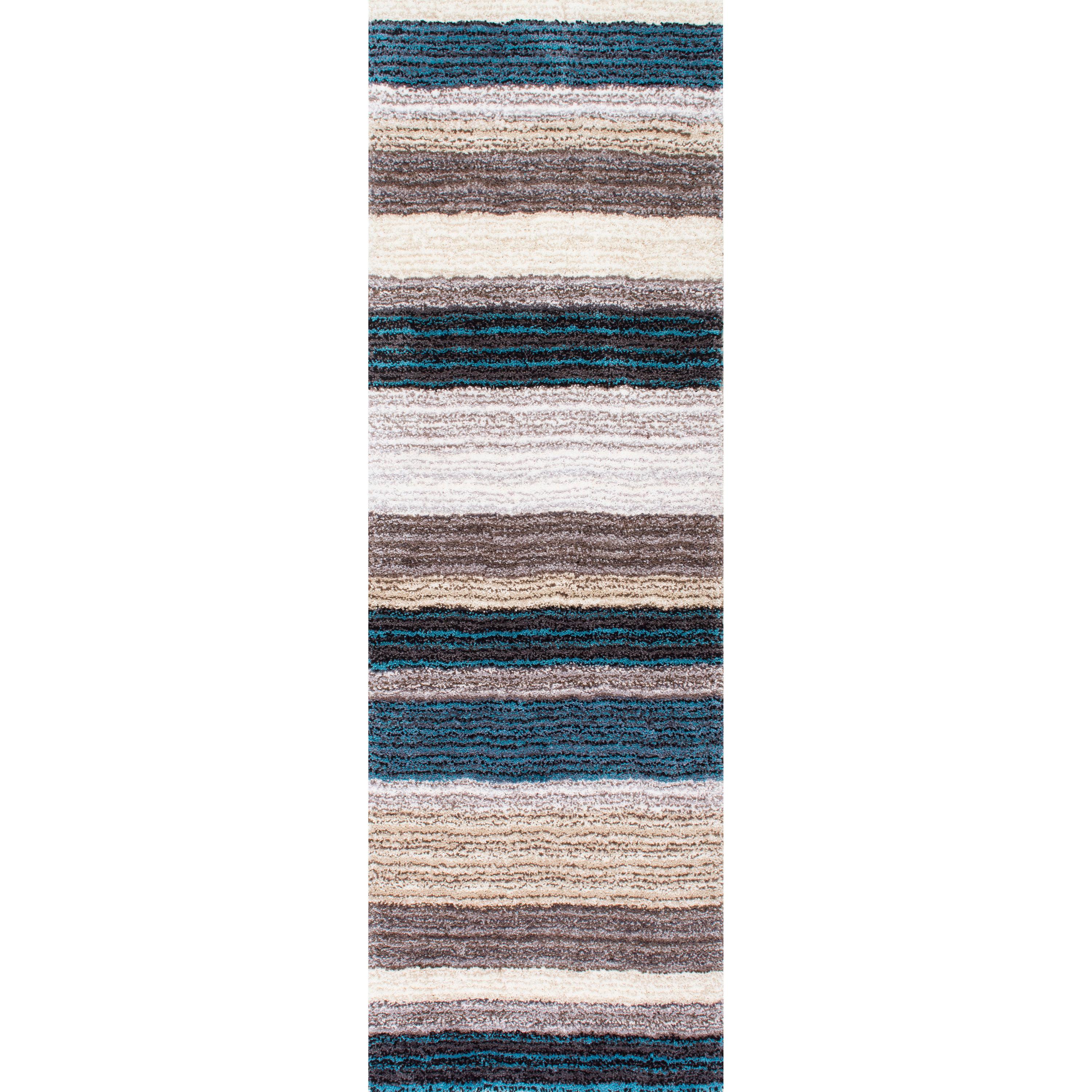 Nuloom Drey Striped Shag Indoor Area Rug, Runner 2' 6" x 10', Blue Multicolor