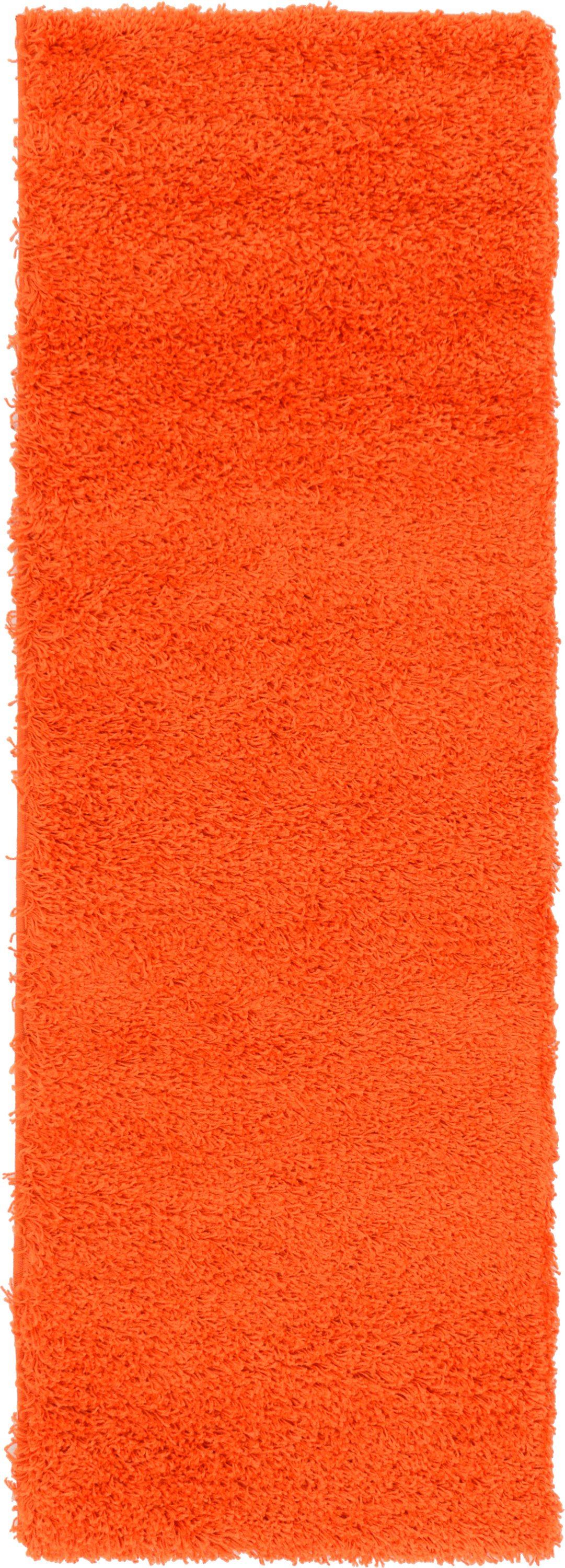 Unique Loom Solid Shag 2 x 6 (ft) Loomed Polypropylene Tiger Orange Rectangular Indoor Solid Runner rug