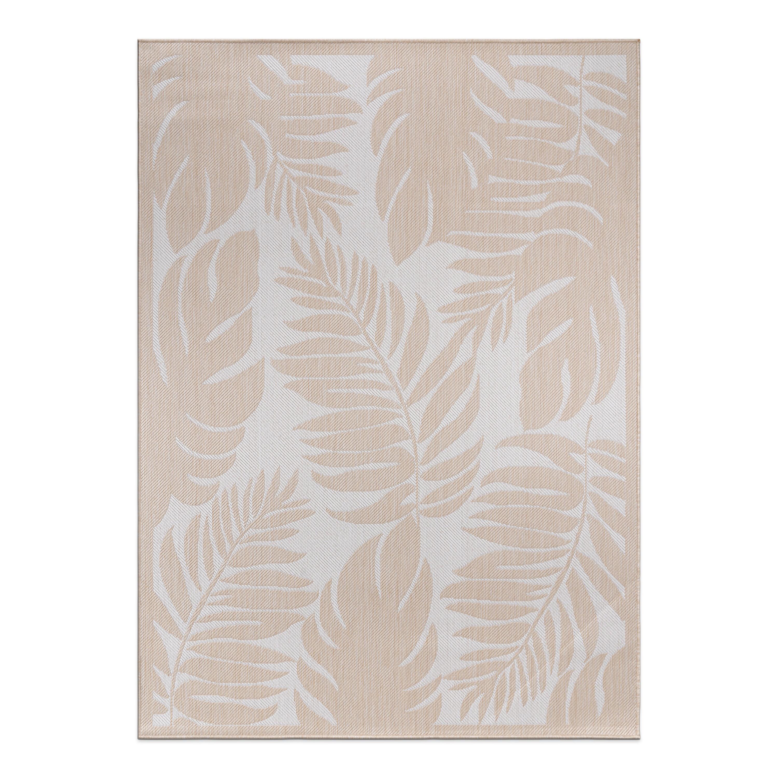 World Rug Gallery Floral Leaves Textured Flat Weave Indoor/Outdoor Area Rug - NATURAL 7'10"X10'