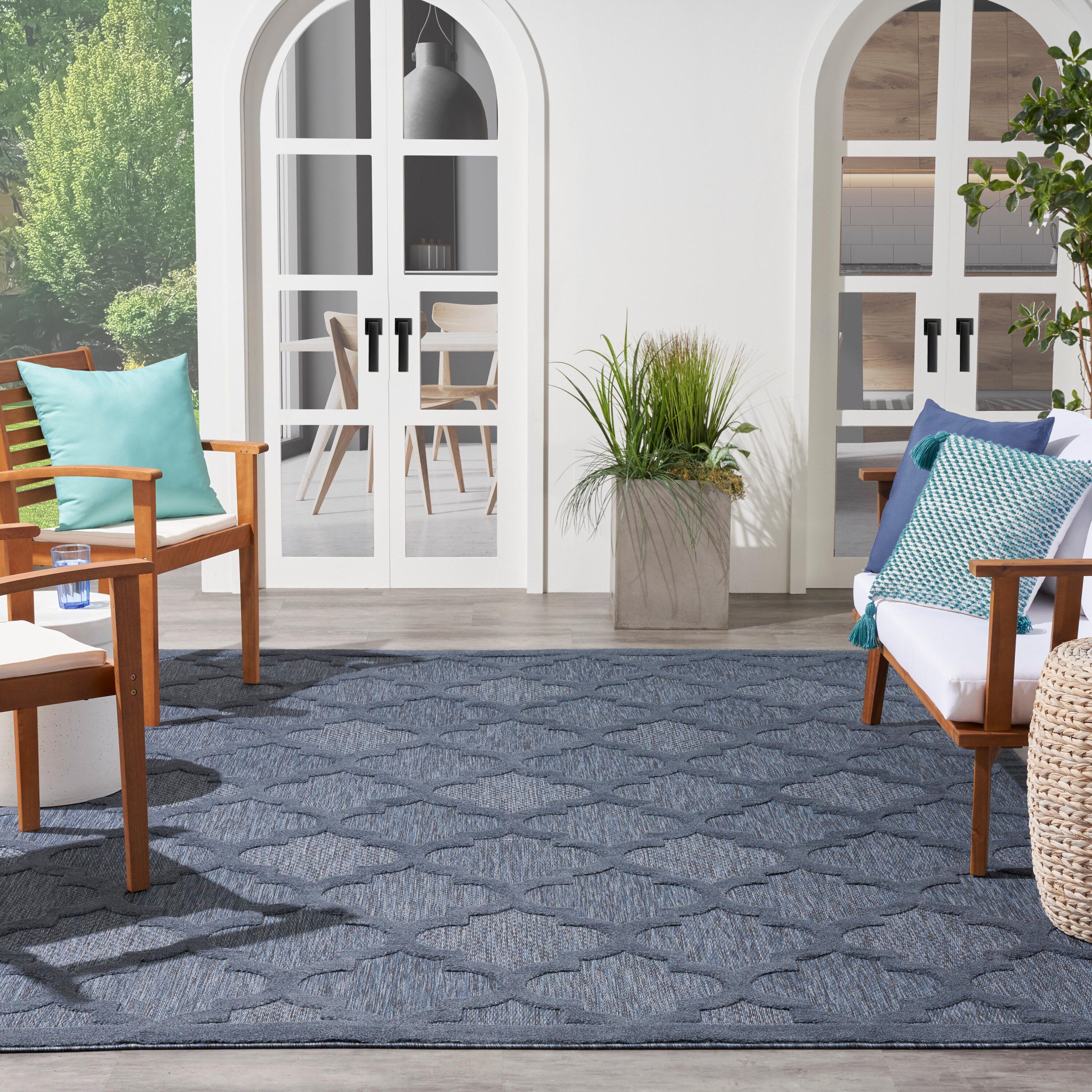 Nourison Easy Care 7' x 10' Navy Blue Indoor/Outdoor Rug