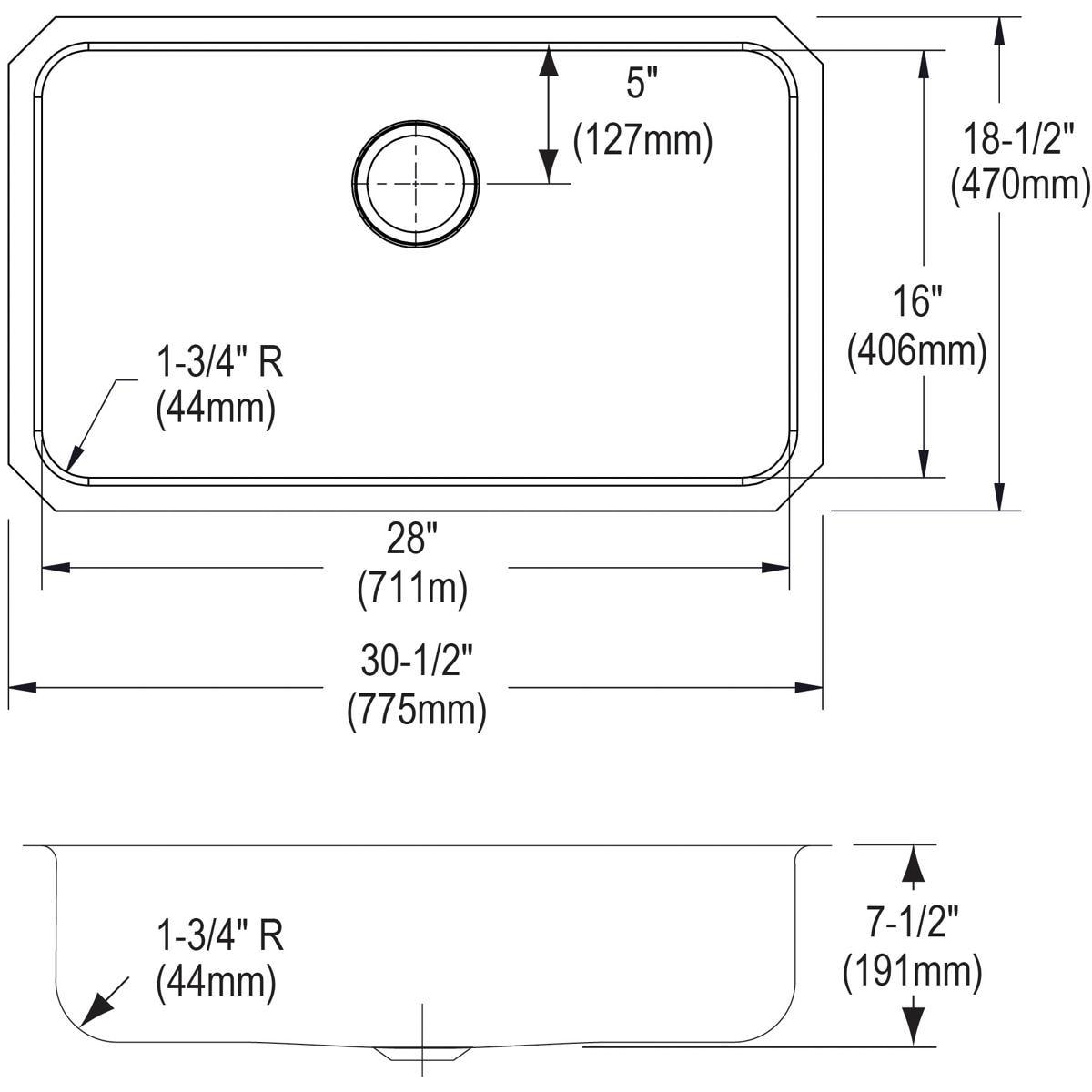 Lustertone 30.5" L x 18.5" W UndermountKitchen Sink