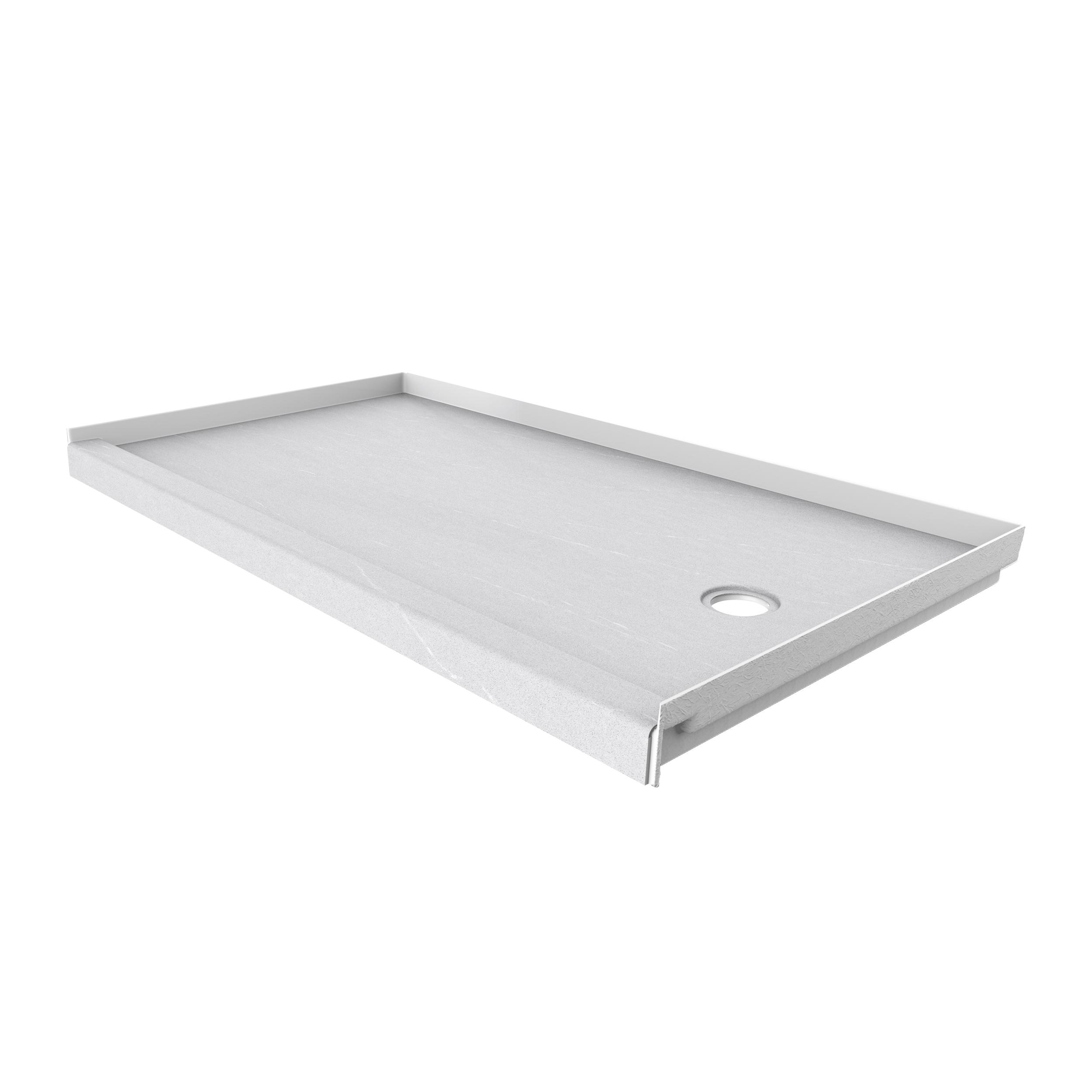FlexStone 60"L x 30"W Single Threshold Alcove Shower Base with Right-Hand Drain
