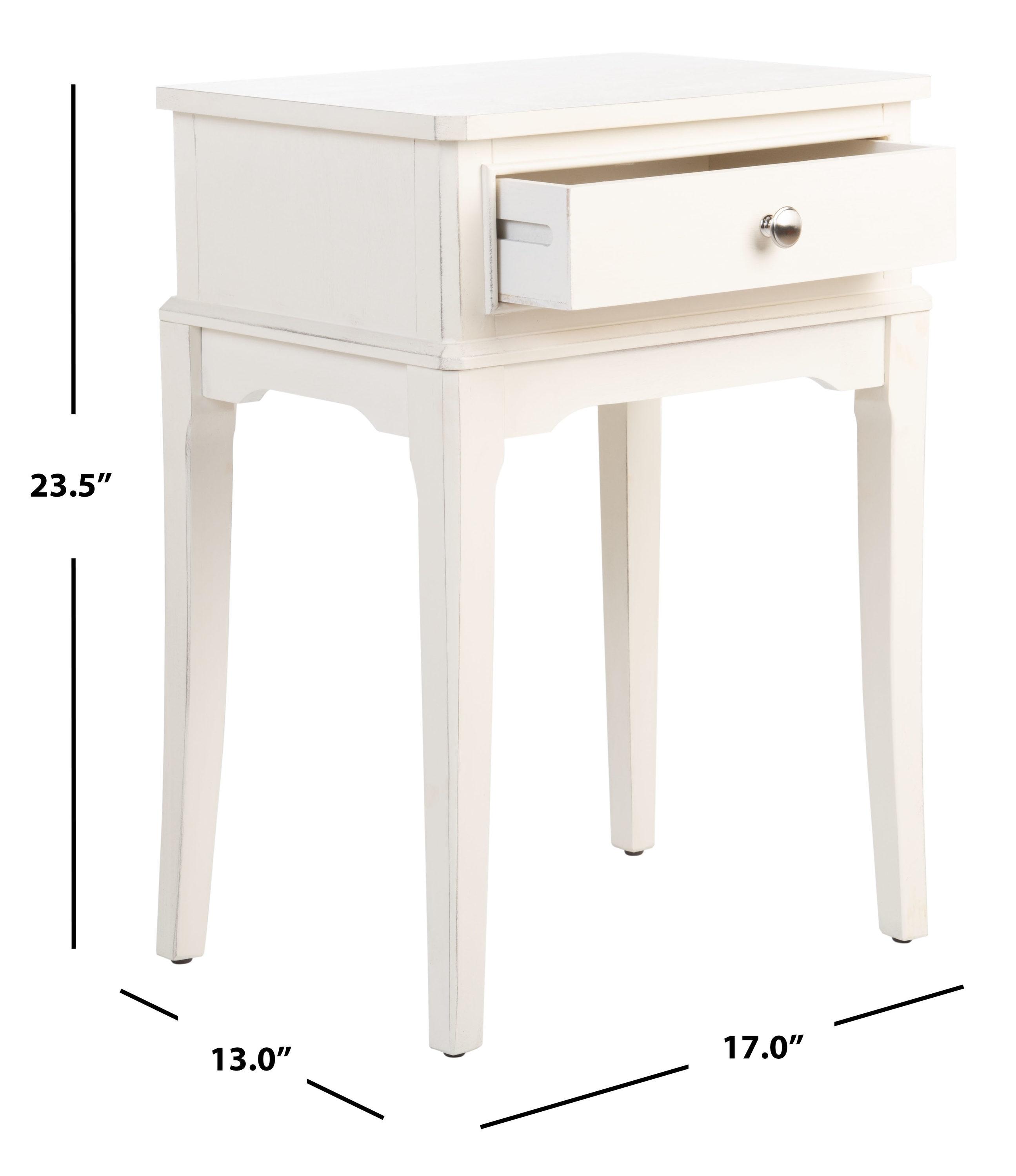 Opal 1 Drawer Accent Table - Distressed White - Safavieh.