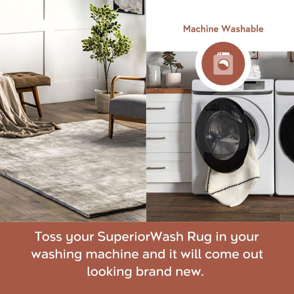 Nuloom Loni Cozy Plush Solid Pet Friendly Premium Machine Washable Shag Area Rug, 5' x 8', Beige