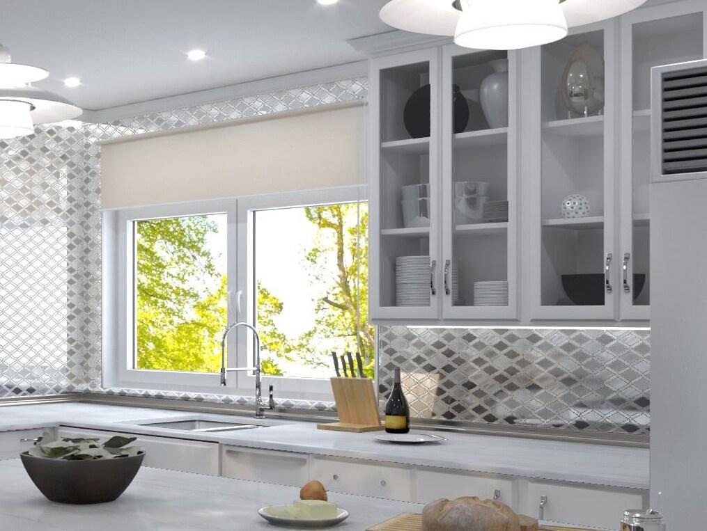 Andova Geom Aluminum Metal Diamond Mosaic Kitchen Backsplash, Bathroom, Shower, Wall and Floor Tile