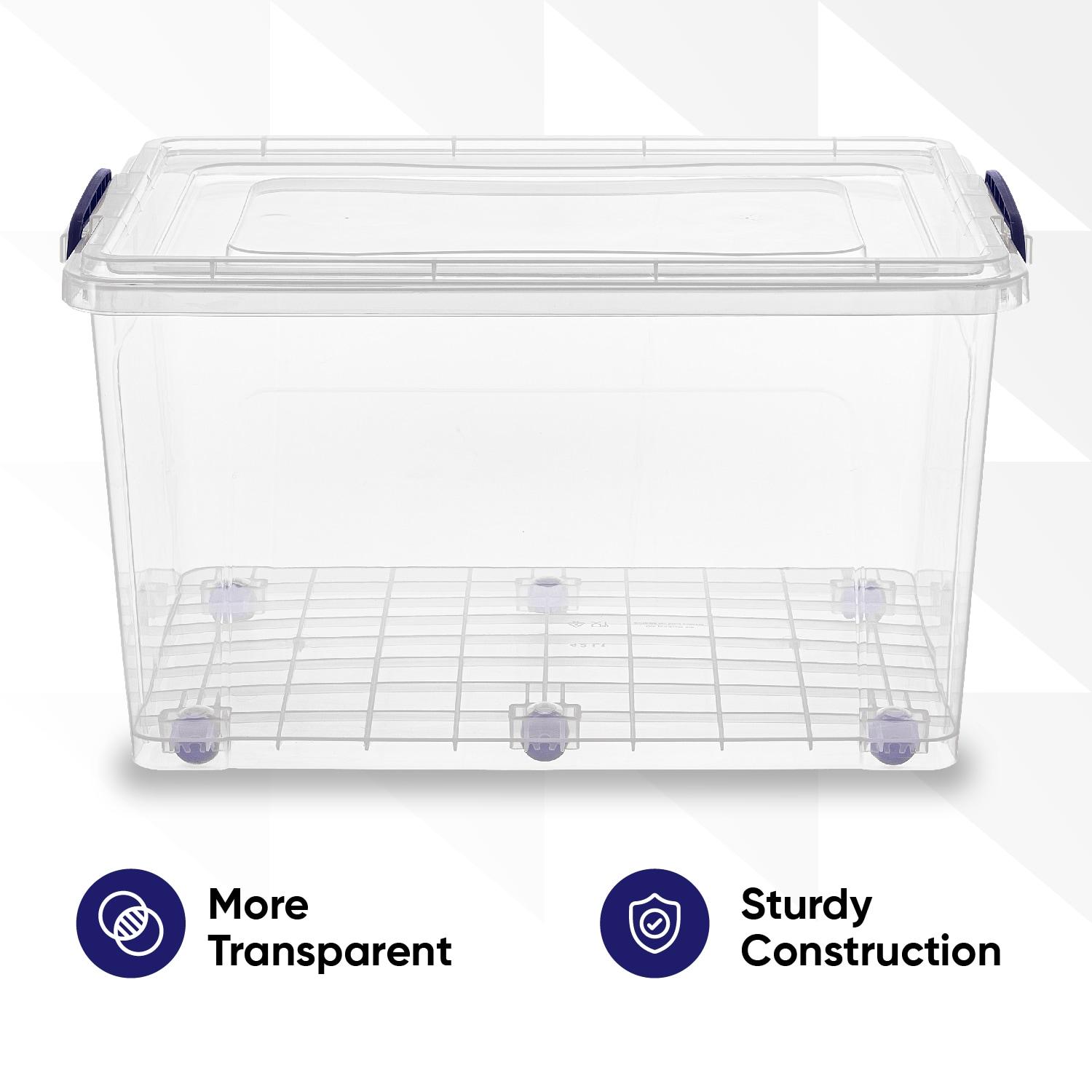 Clear Plastic Stackable Storage Box with Snap Lid, 44 Quart