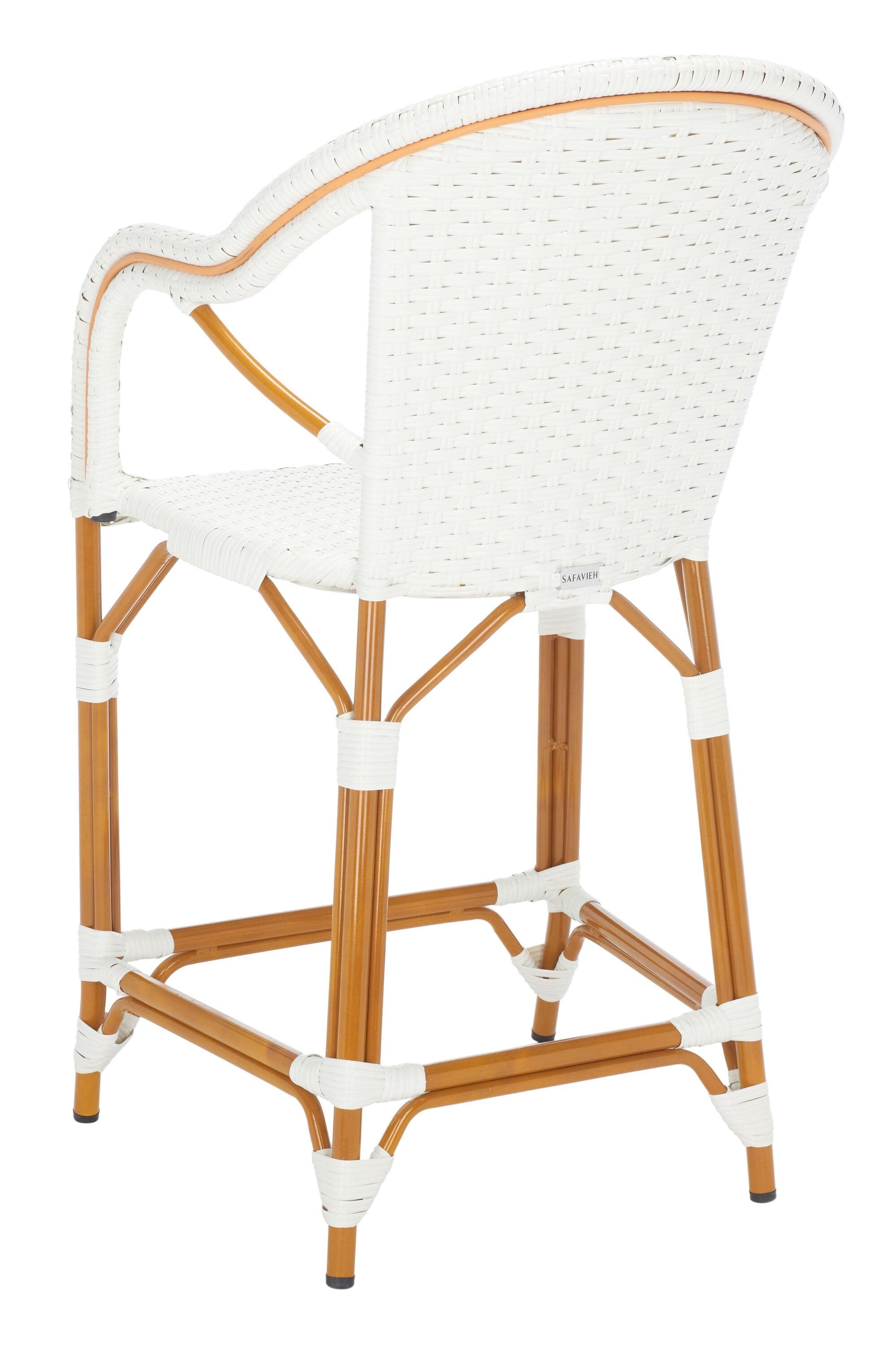 California Counter Stool With Arms - Indoor/Outdoor - PAT7533 - White - Safavieh