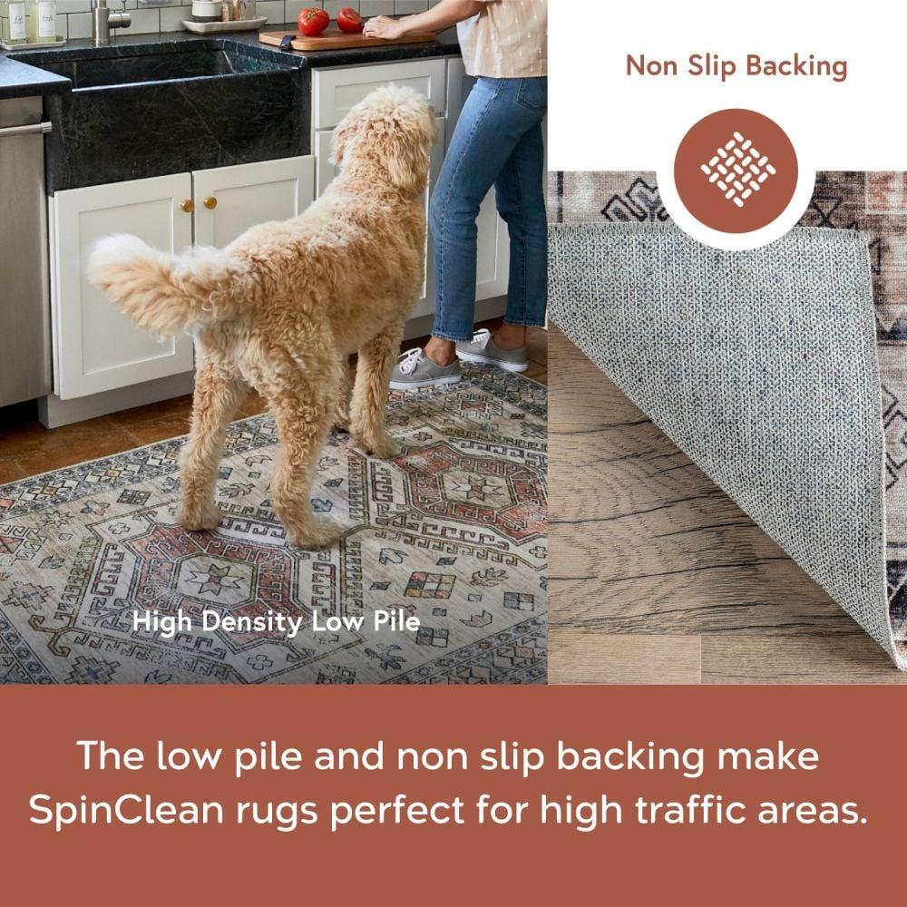 Nuloom Evelina Medallion 6x9 Spill Proof Machine Washable Indoor Area Rug for Living Room Bedroom Dining Room Kitchen, Light Orange/Ivory