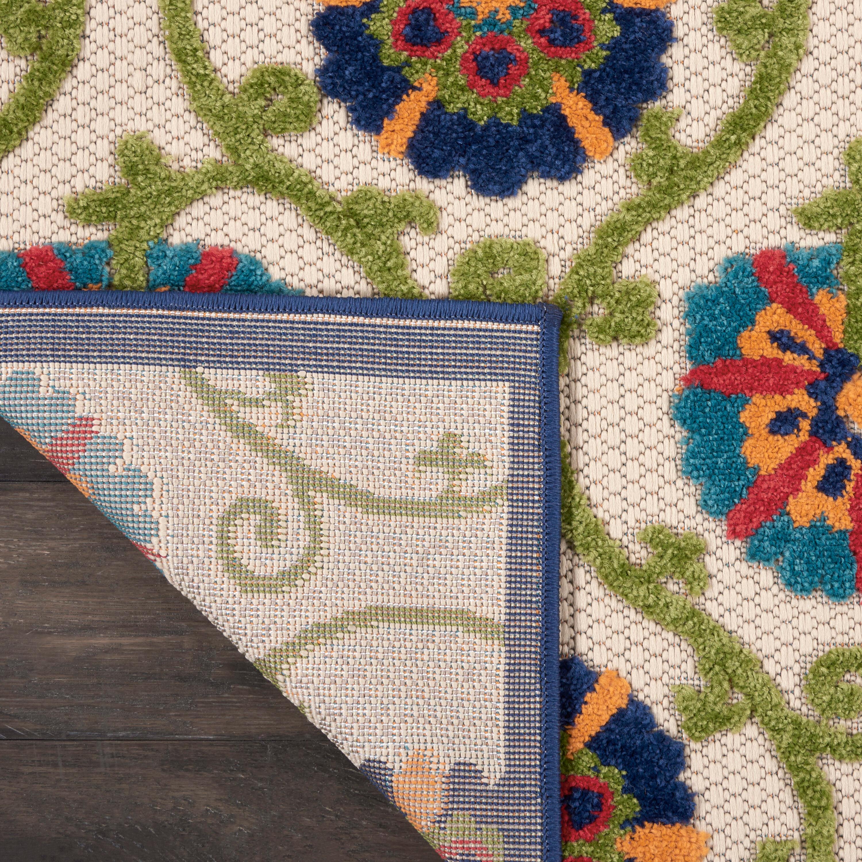 Nourison Aloha Contemporary Floral Flatweave High-Low Indoor Outdoor Area Rug Blue/Multicolor 2'8" x 4'