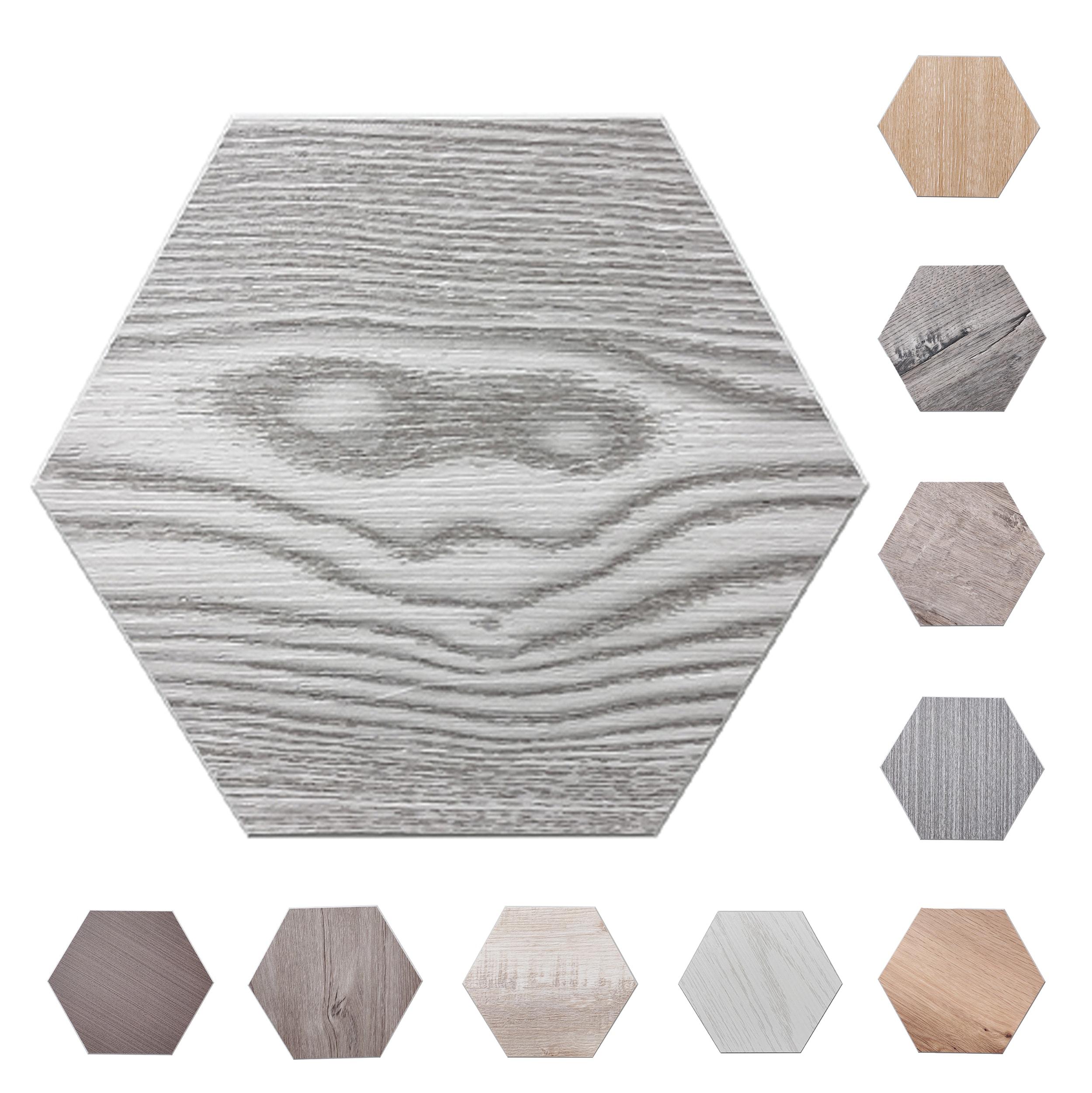 Gray Hexagon Peel and Stick Resin Wall Tiles