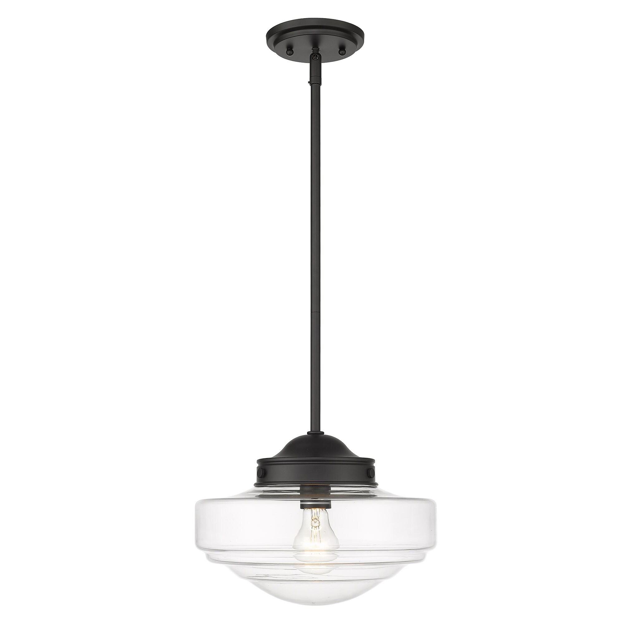 Golden Lighting Ingalls 1-Light Pendant in Matte Black with Clear Glass