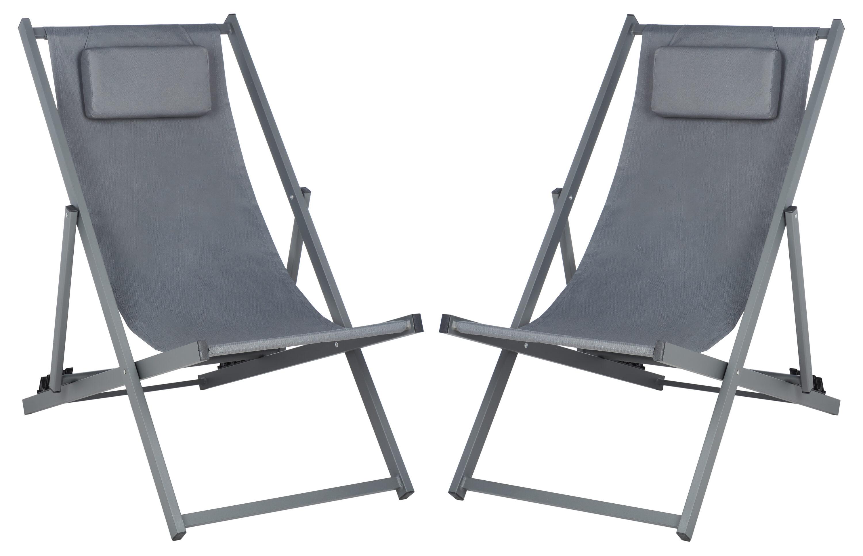 Camlin Foldable Sling Chair (Set Of 2) - Grey/Grey - Safavieh