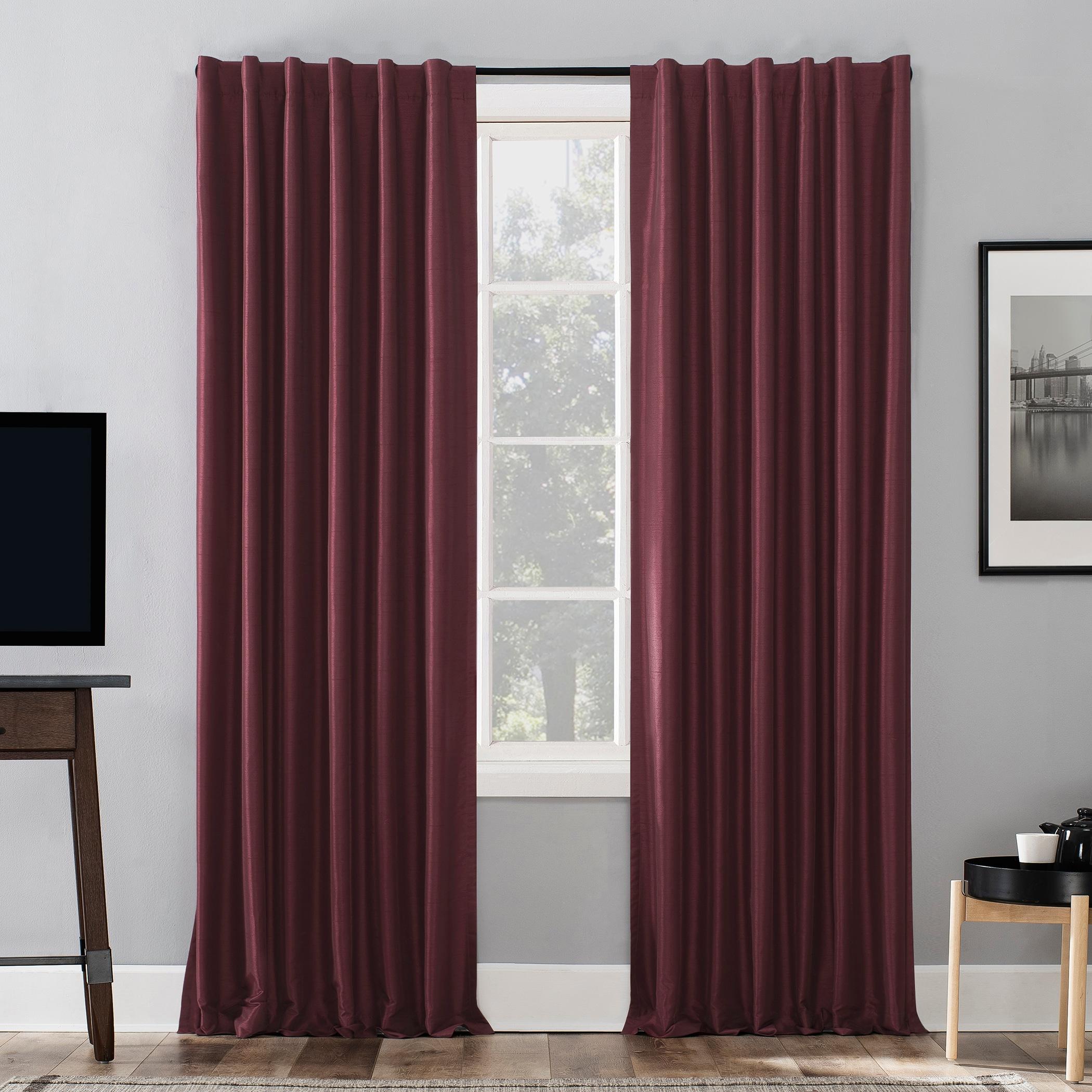 Faux Dupioni Silk Thermal Extreme 100% Blackout Back Tab Curtain Panel