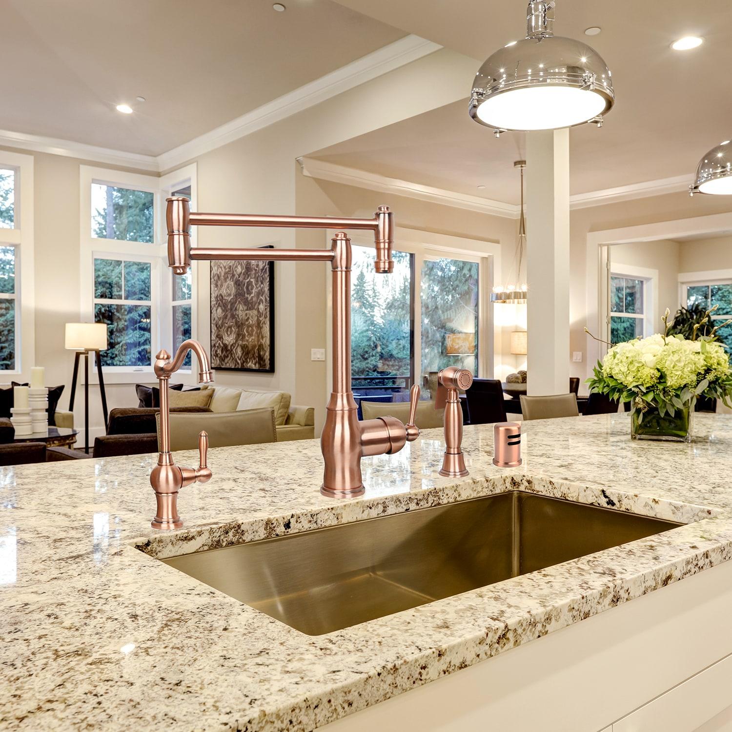 Akicon Copper Single Handle Deck-mount Pot Filler Kitchen Faucet ( Side Sprayer Included )