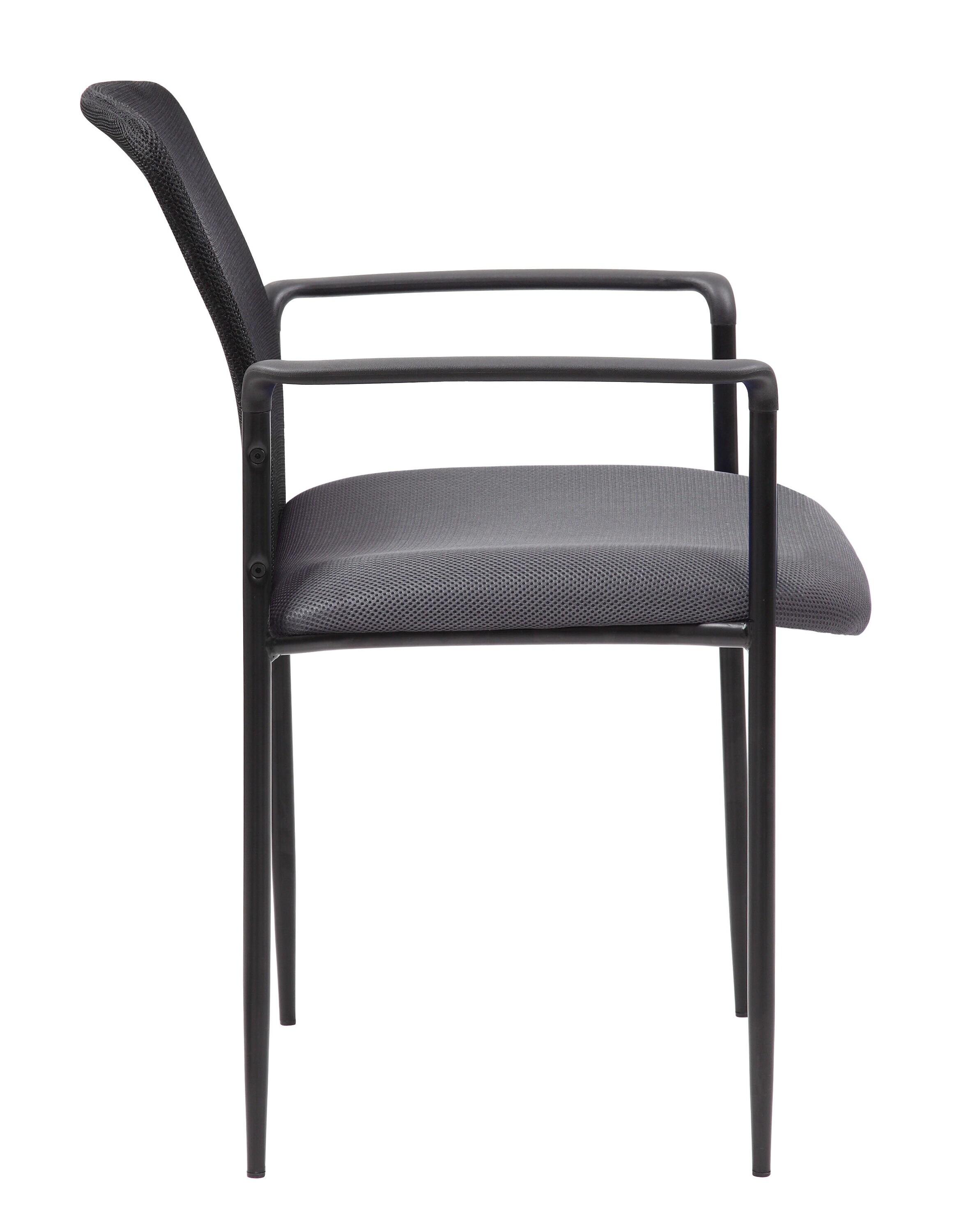 Boss Office Products Office Chair - Gray: Mesh Upholstered, Fixed Arms, Steel Legs, 275 lb Capacity