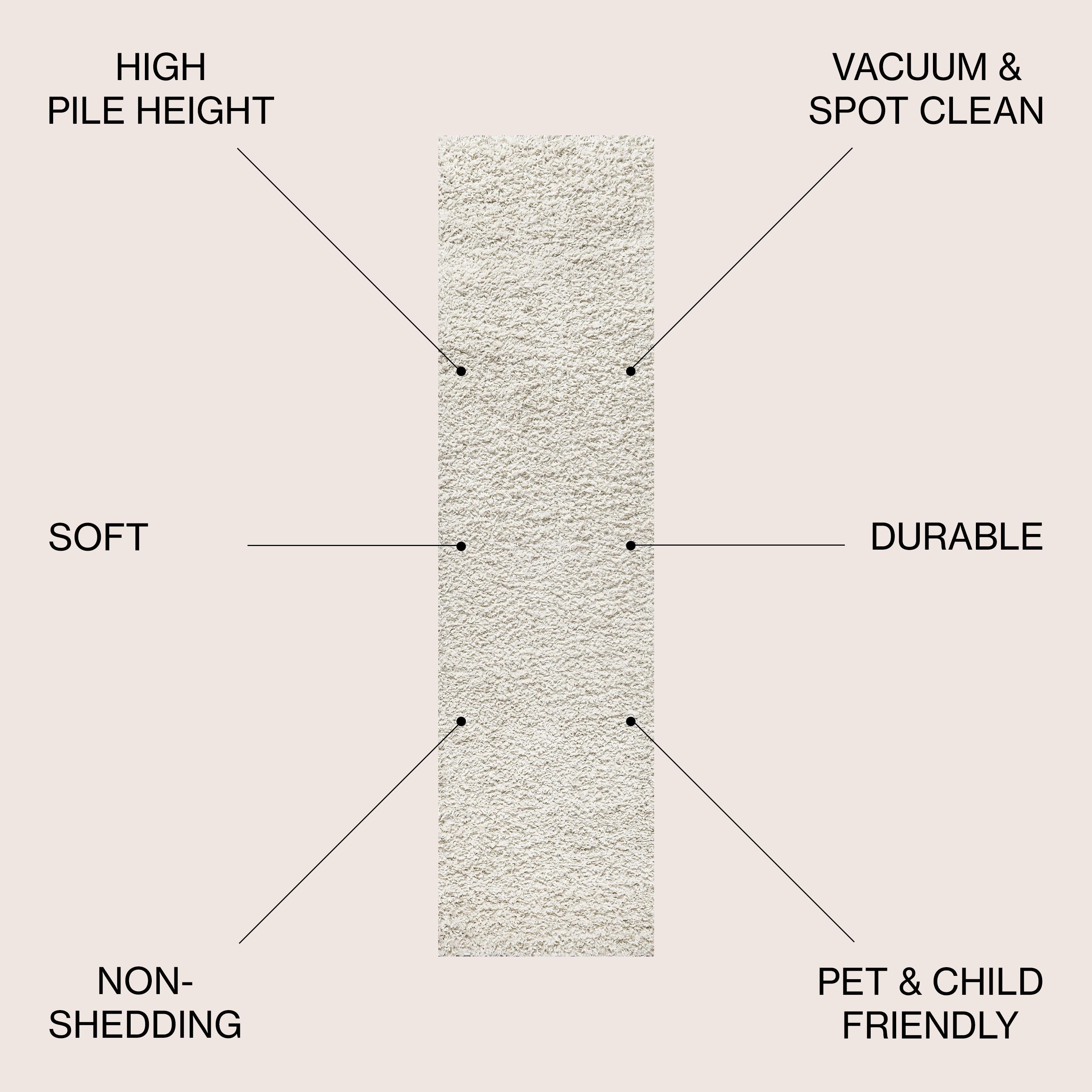 2'x8' Mercer Shag Plush Area Rug, Cream - JONATHAN Y