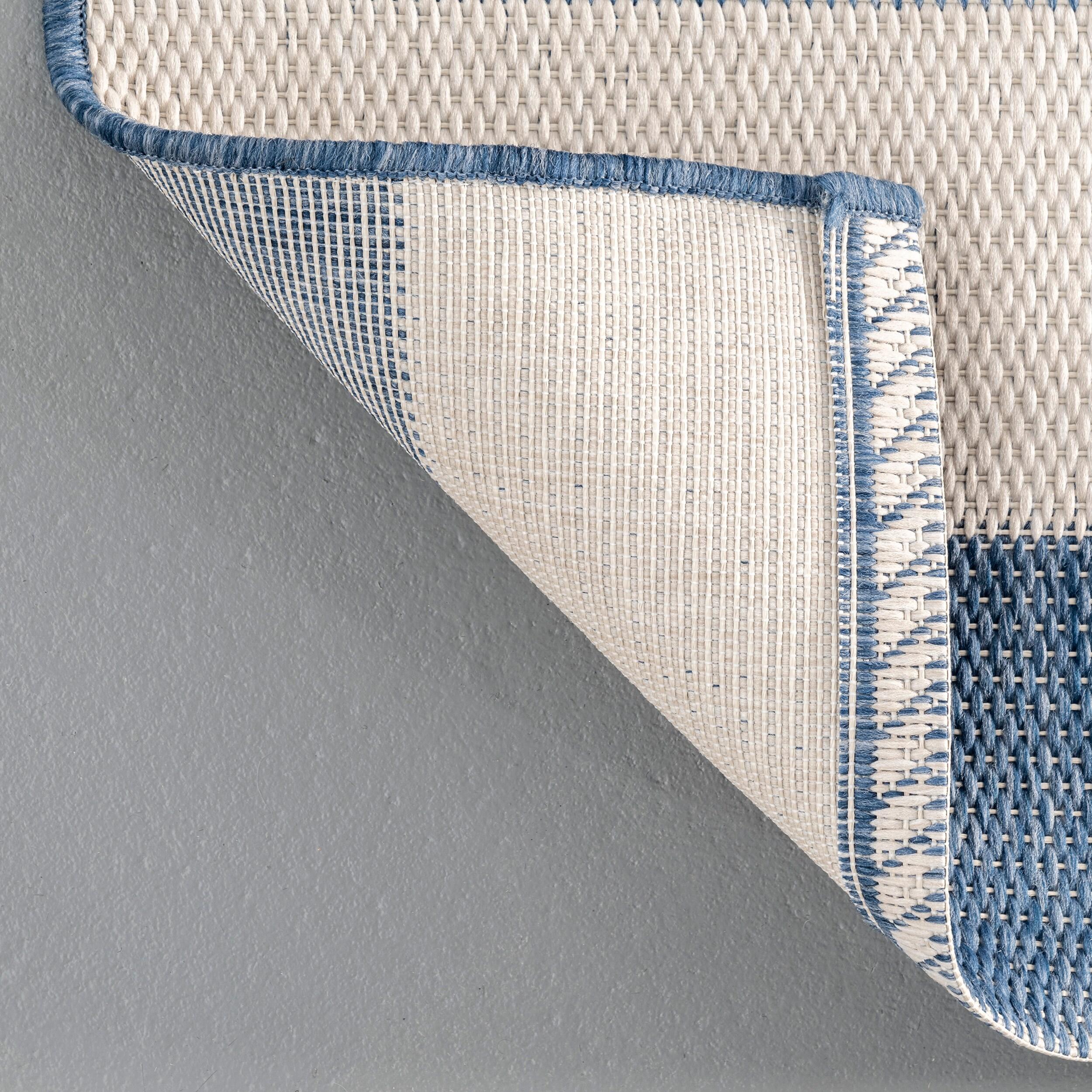 Nuloom Robin Striped 6 Square Indoor/Outdoor Area Rug for Living Room Patio Deck Front Porch Kitchen, Blue/Ivory