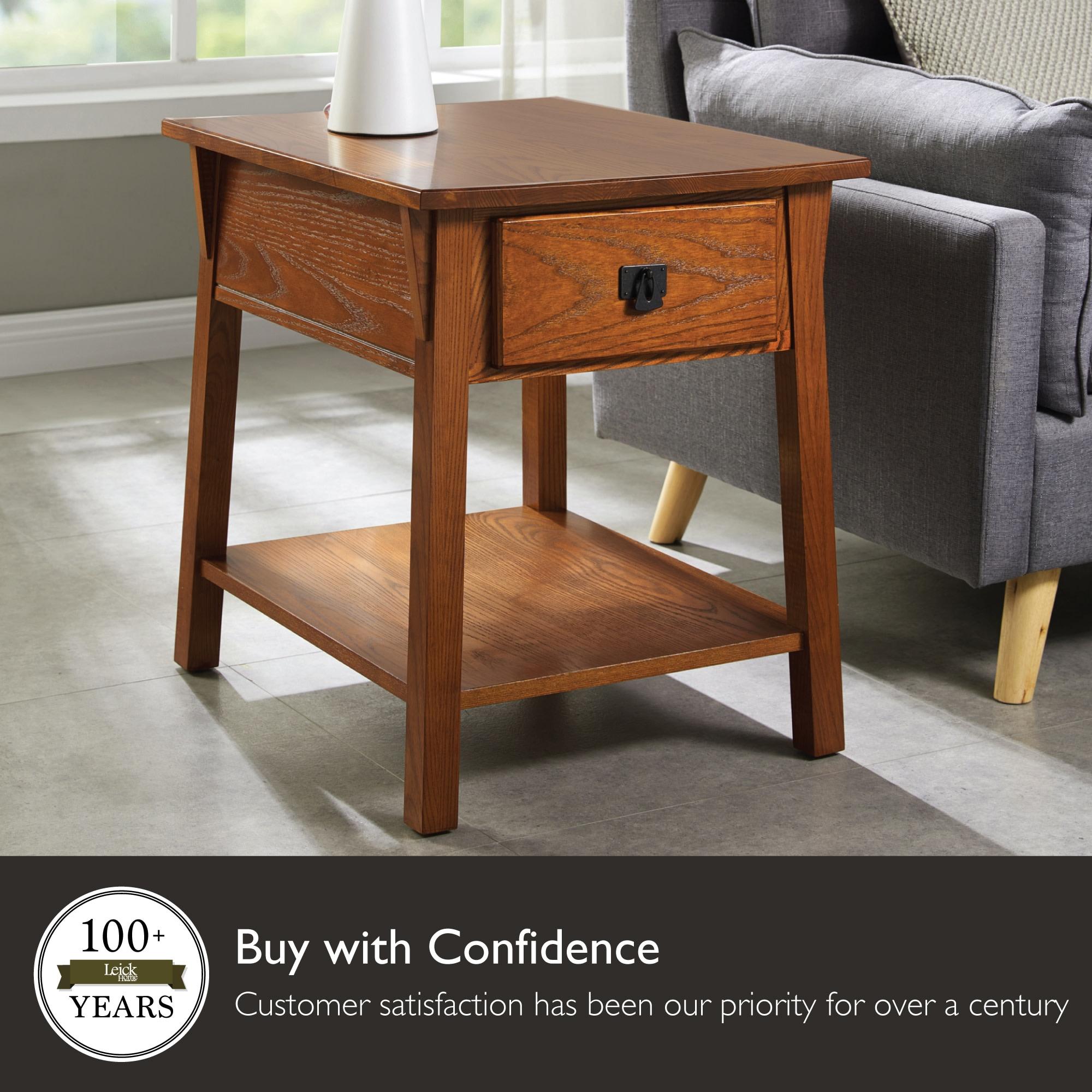 Mission Solid + Manufactured Oak Wood Side Table in Russet