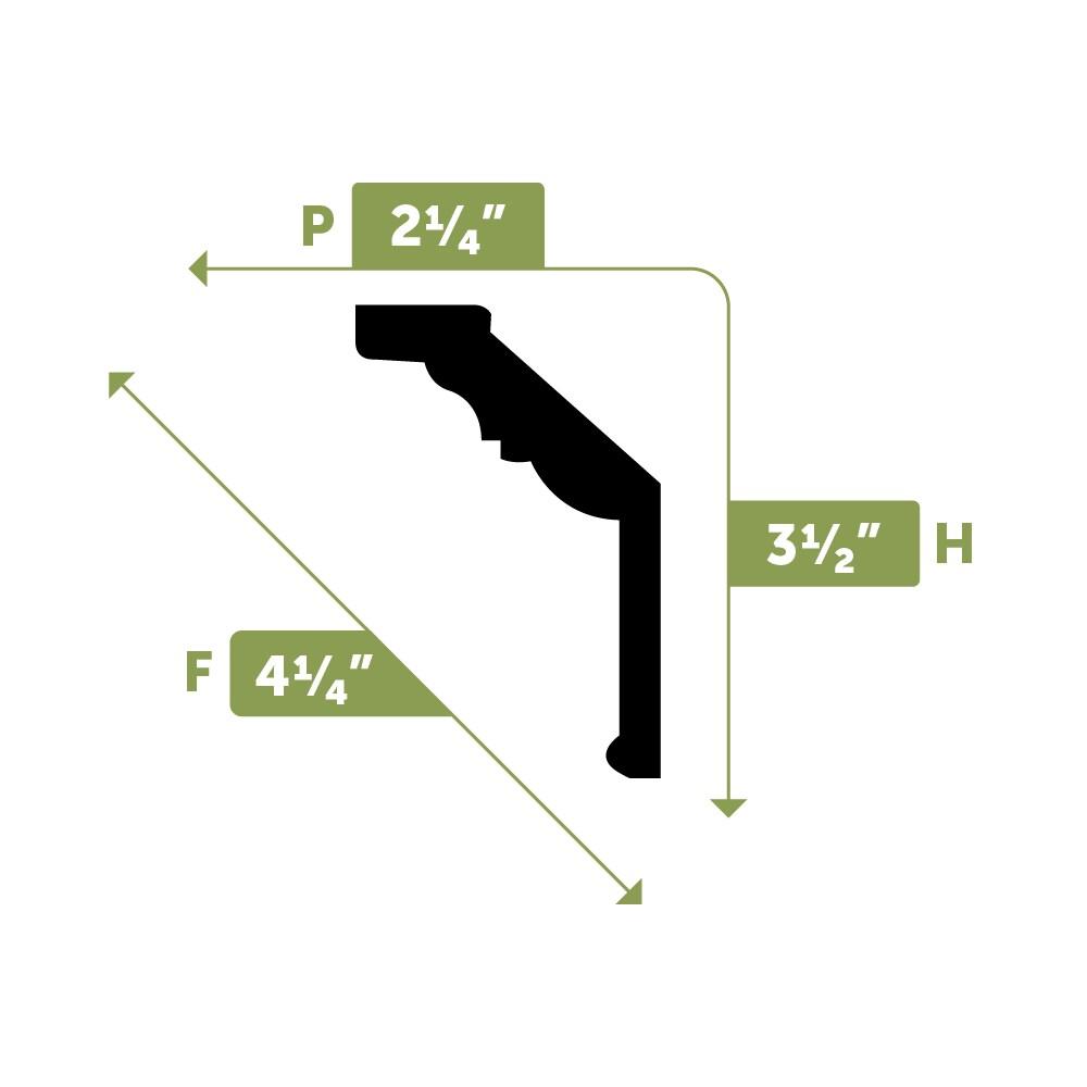 3 1/2"H x 2 1/4"P x 4 1/4"F x 94 1/2"L Eris Crown Moulding