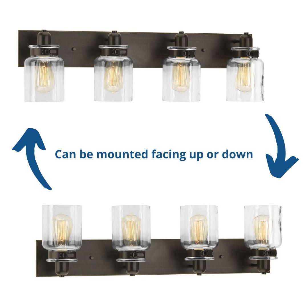 Progress Lighting Calhoun 4-Light Bath Vanity, Brushed Nickel, Clear Glass Shade