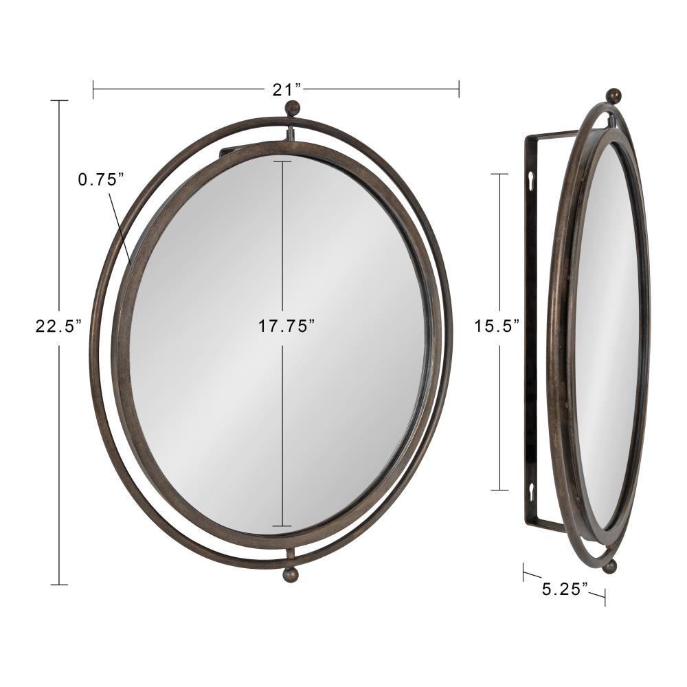 21"x23" Baron Pivot Decorative Wall Mirror Silver - Kate & Laurel All Things Decor: Swivel Rod, Easy Mount
