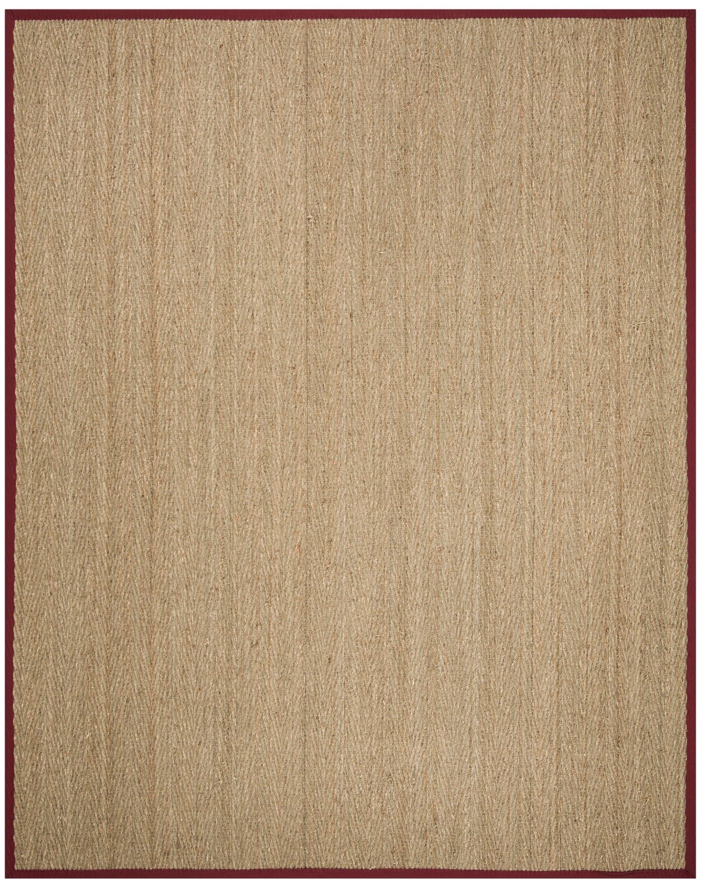 Natural and Red Herringbone Seagrass Area Rug