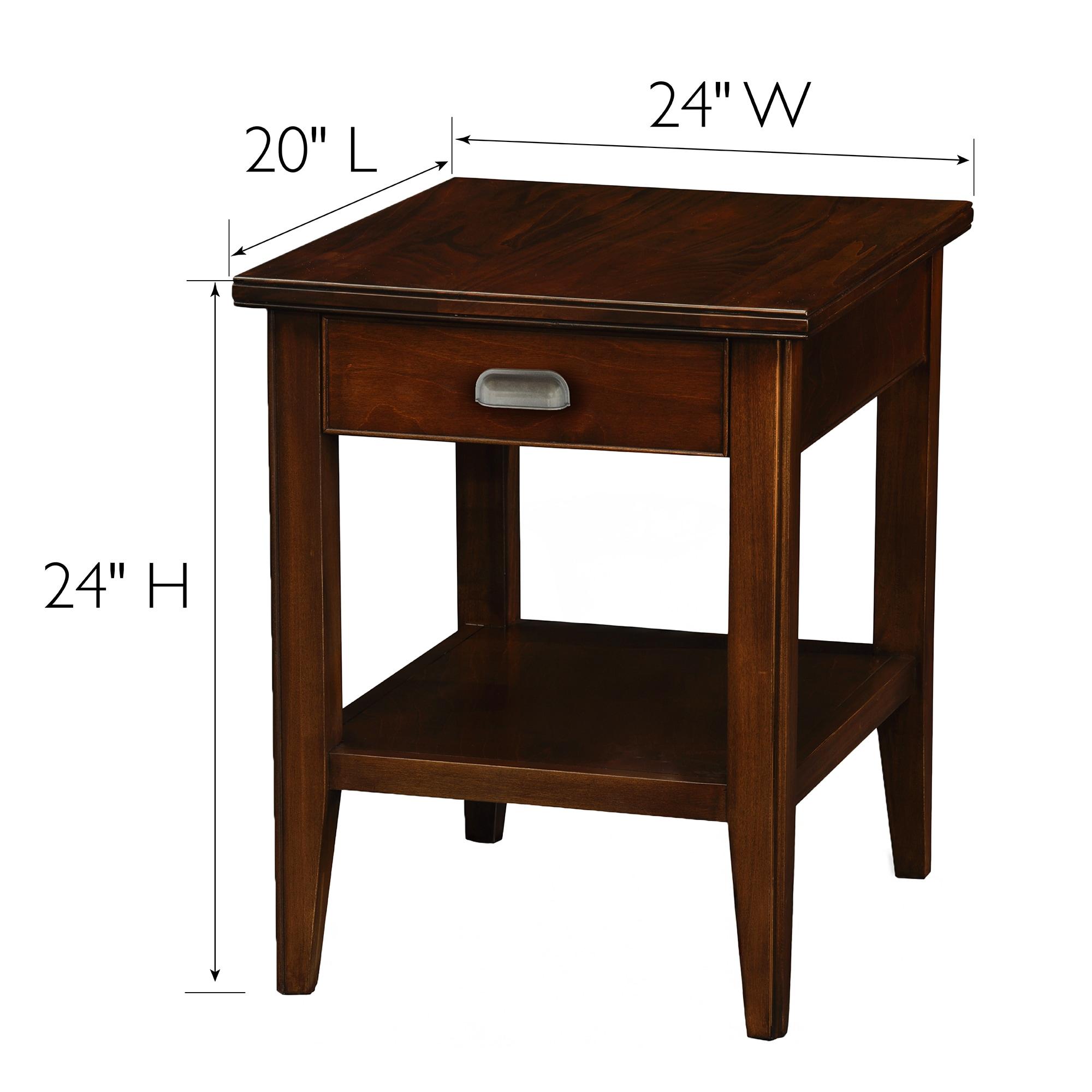 Leick Home Laurent Drawer End Table Chocolate Cherry Finish: Rectangular Side Table with Shelf, CARB Certified, No Tools Assembly