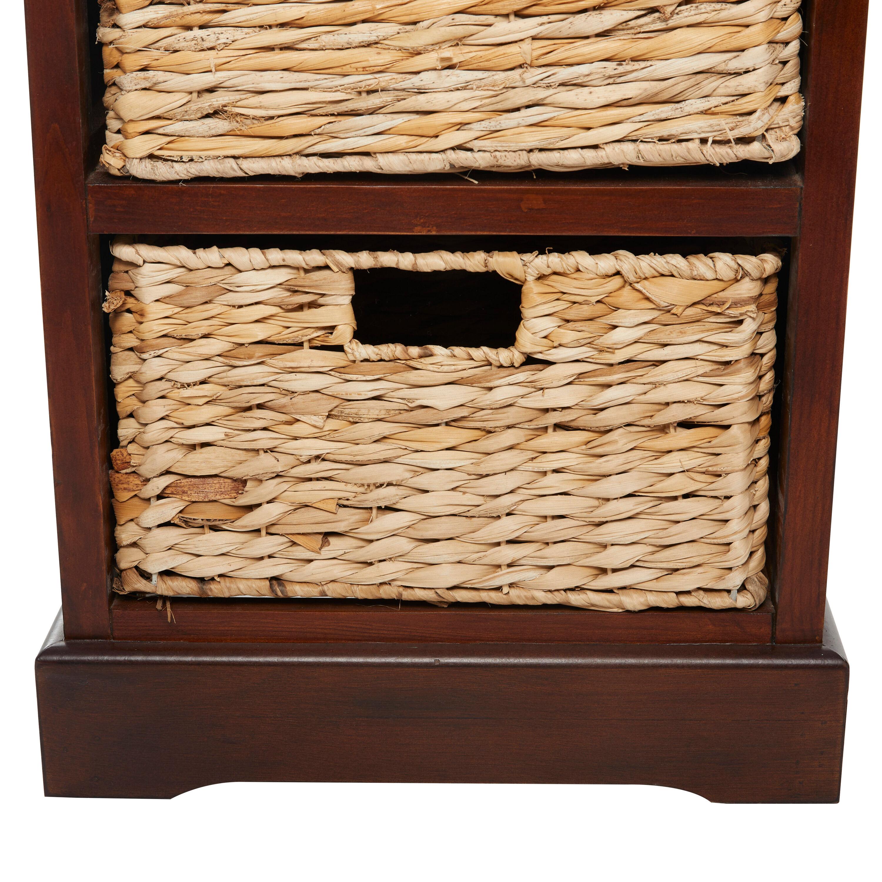 Wooden Side Chest with Wicker Drawers Brown - Olivia & May