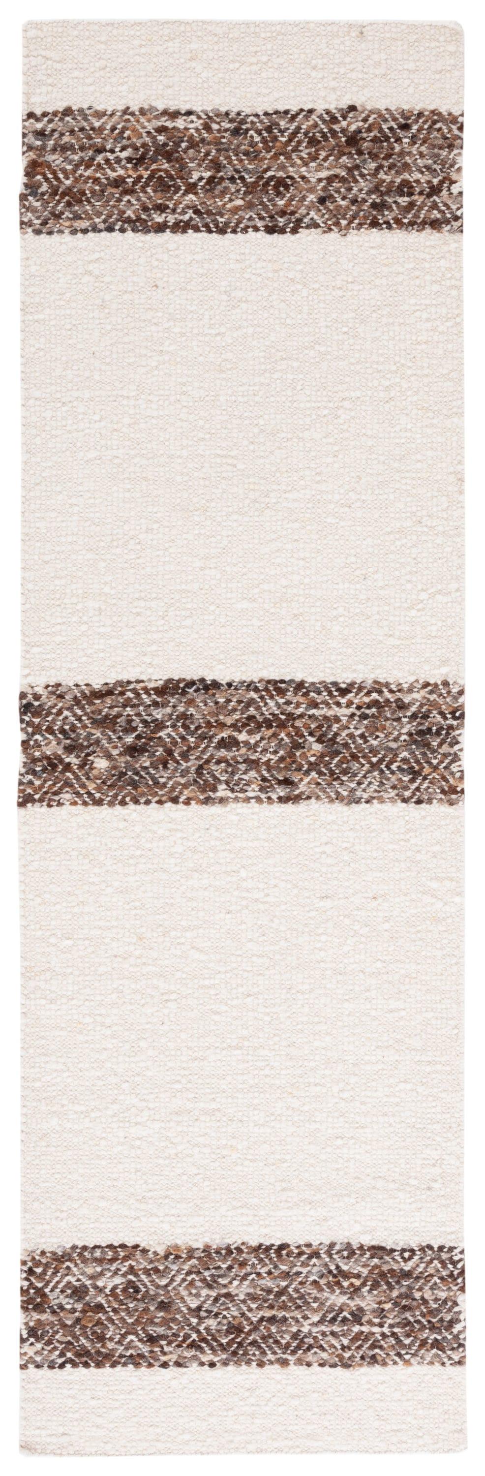 Red Barrel Studio® Natura Hand Woven Wool/Cotton Rug in Brown/Ivory