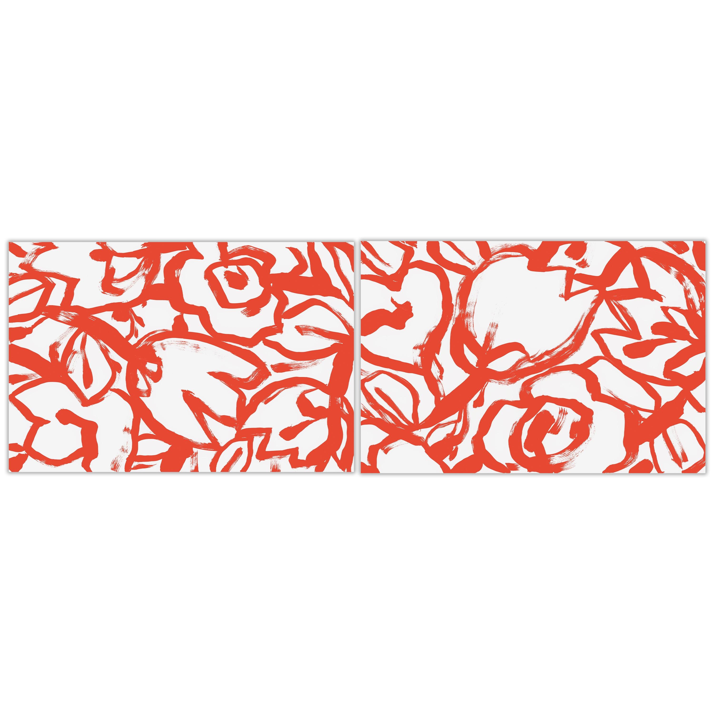 Empire Art Direct " Scarlet Blooms I & II " 2 - Pieces