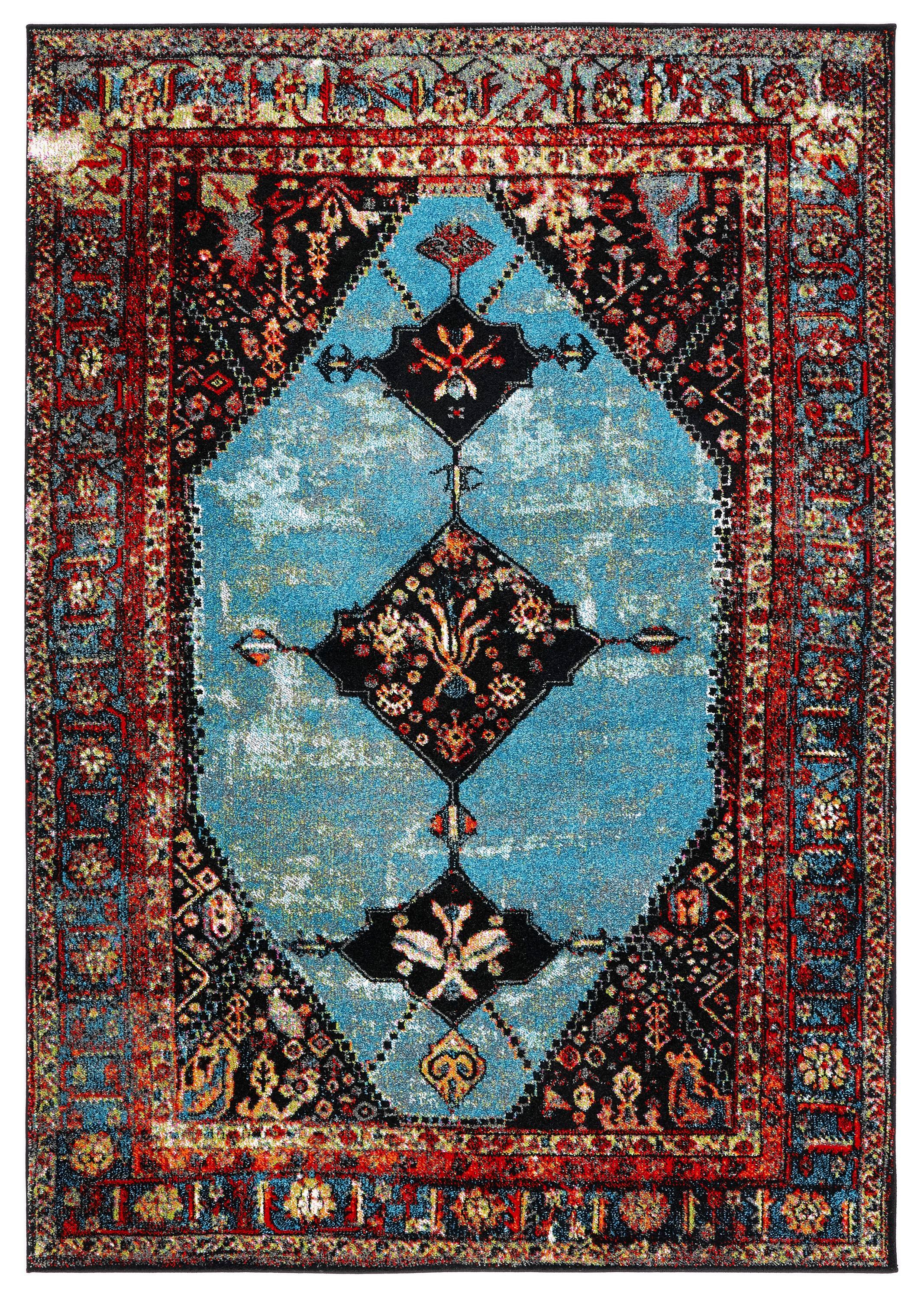 Vintage Hamadan VTH217 Power Loomed Indoor Area Rug - Red/Light Blue - 5'3"x7'6" - Safavieh