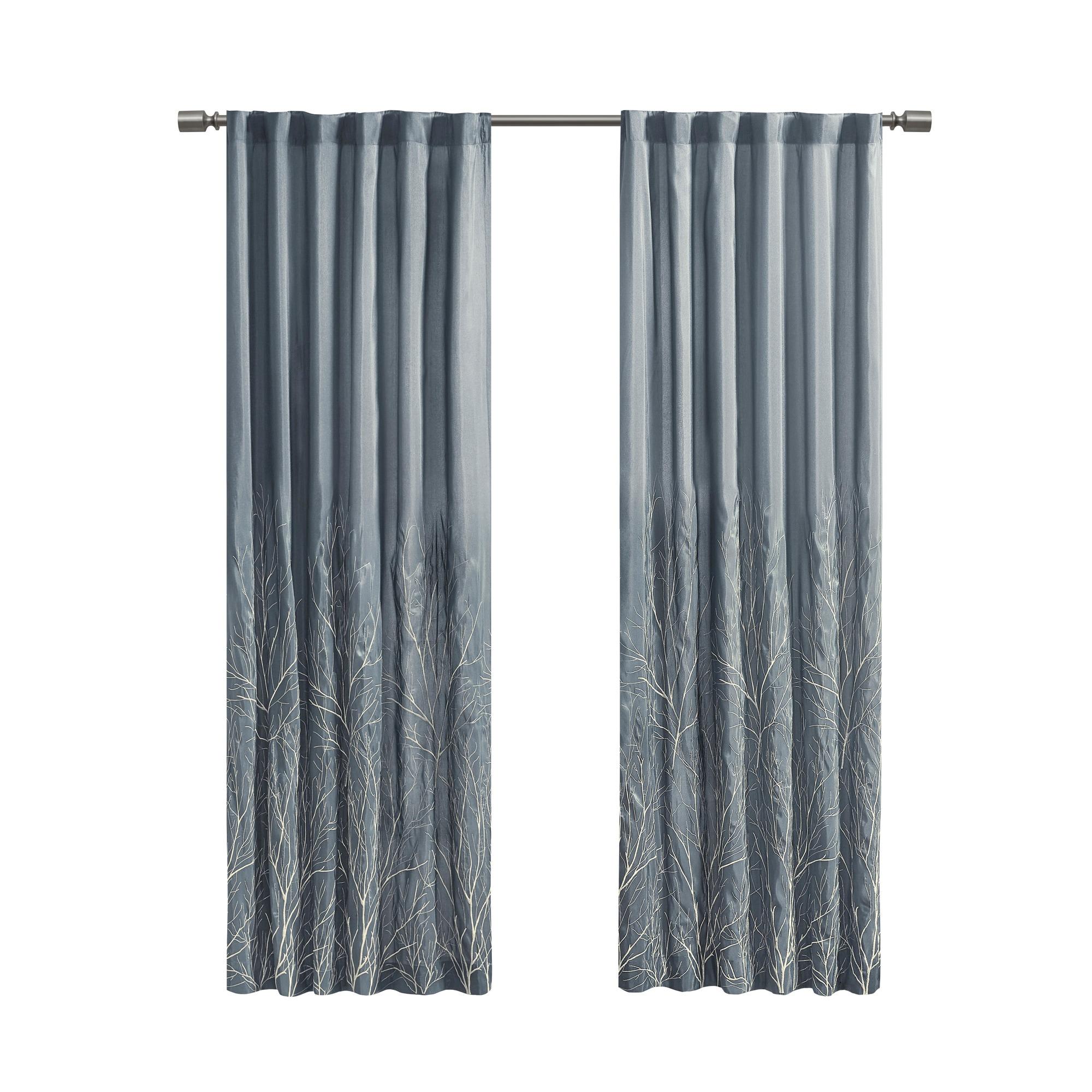 Andora Embroidered Branch Rod Pocket Single Curtain Panel