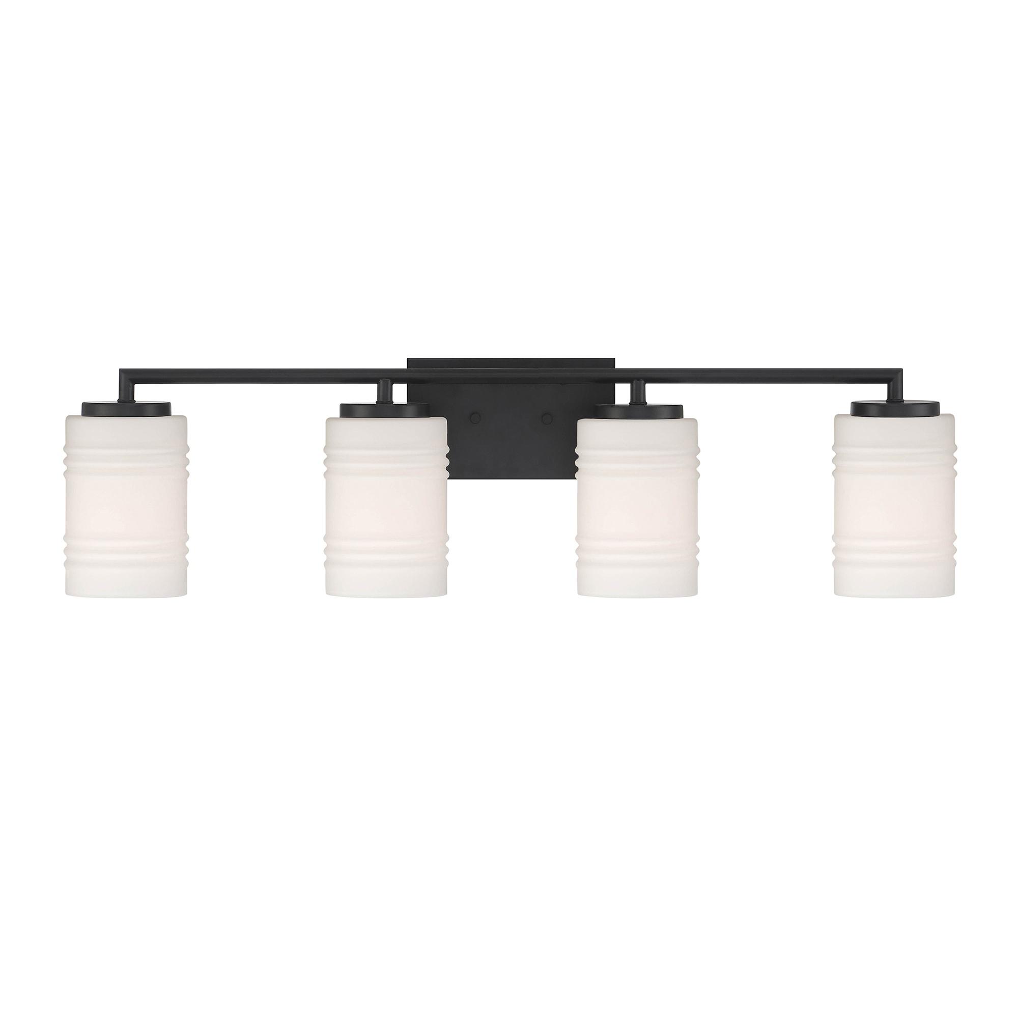 Leavenworth Sleek Matte Black 33" Outdoor Vanity Light with Etched Glass