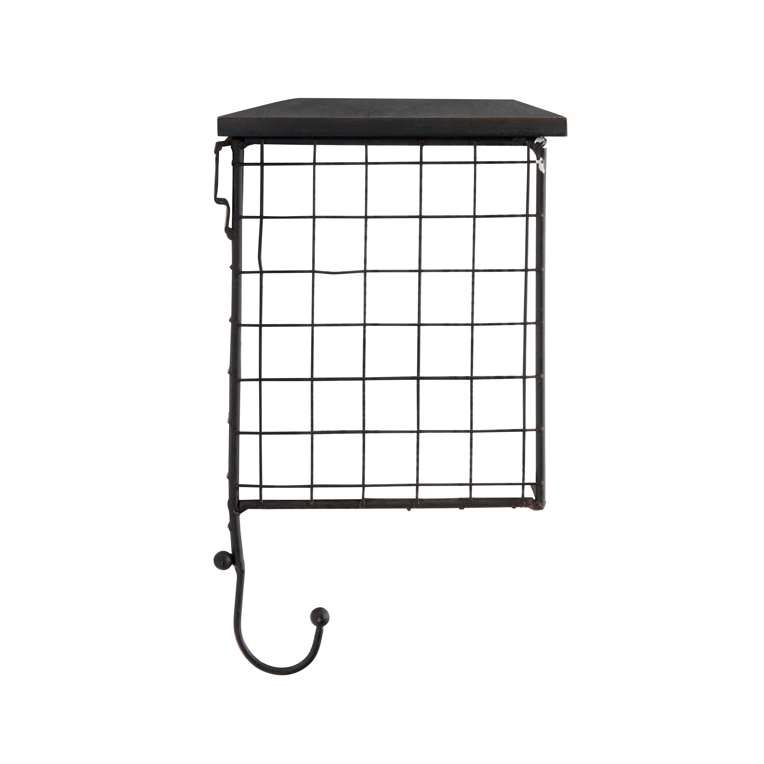 Linon Four Cubby Metal Wall Shelf in Black