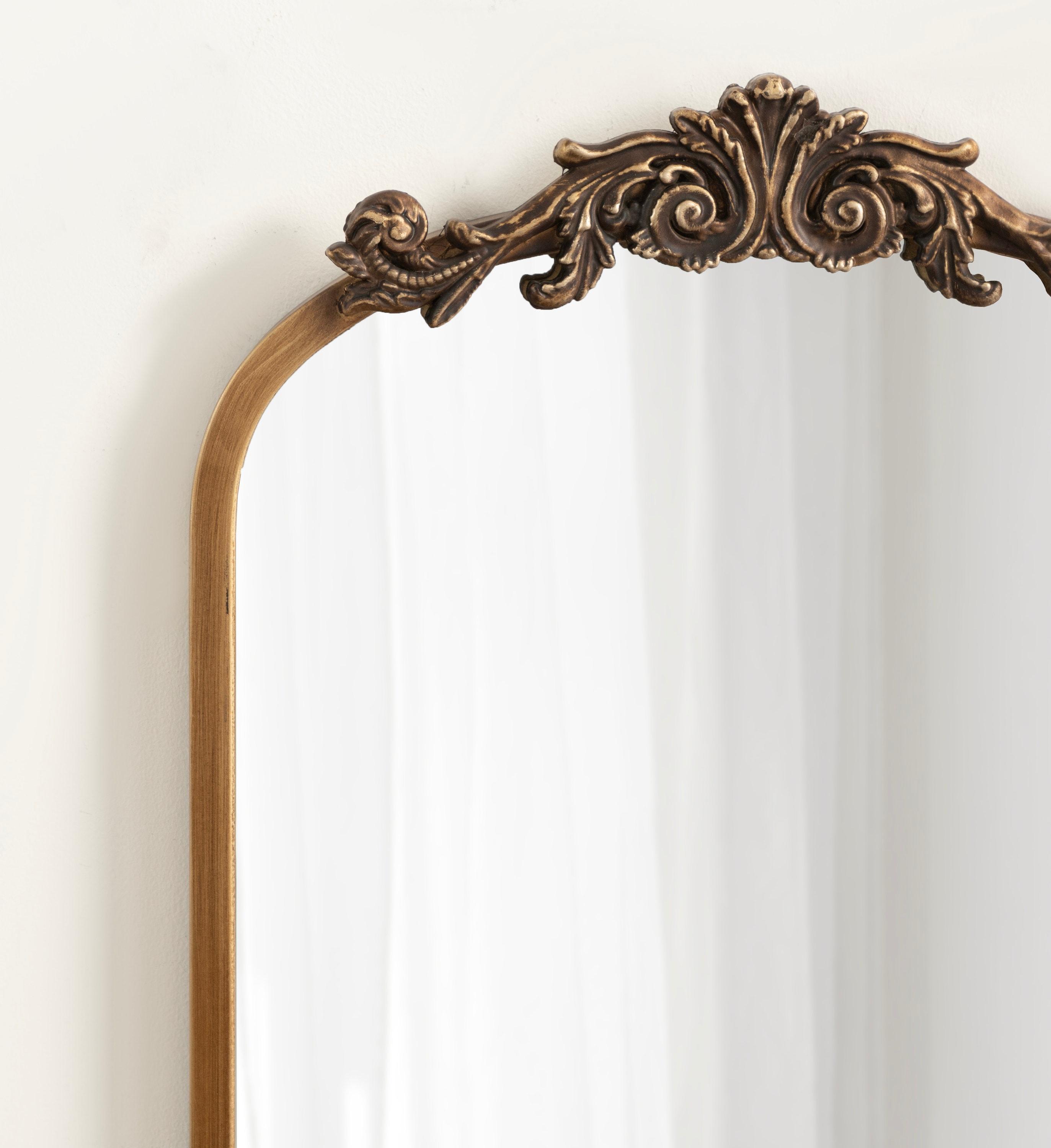 Kate & Laurel All Things Decor 16"x25" Arendahl Traditional Arch Mirror with Shelf: Baroque Design, Resin Garland