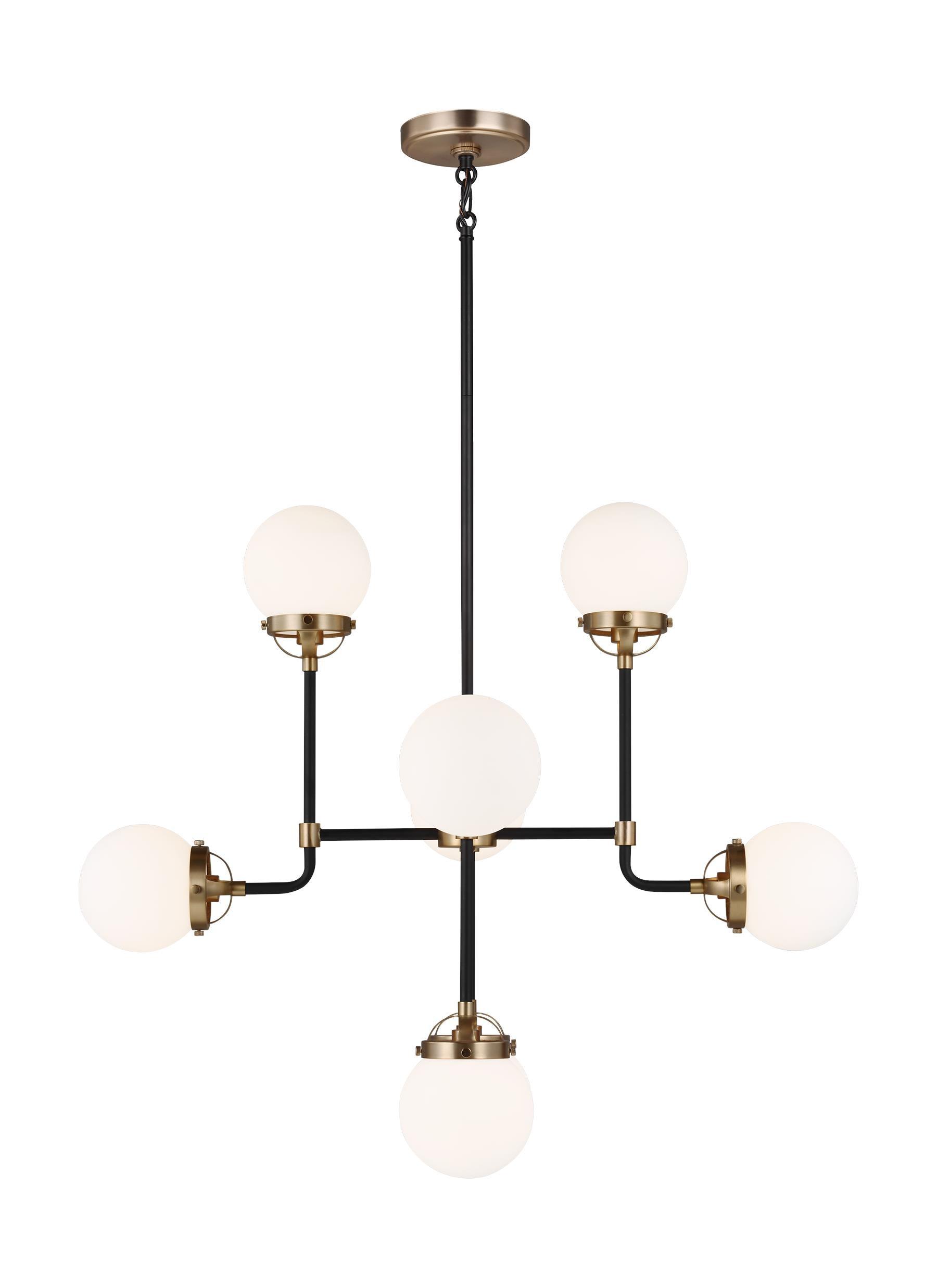 Generation Lighting Cafe 8 -Light Satin Brass Modern/contemporary For Use in Dining Rooms, Foyers, Kitchens, Chandelier