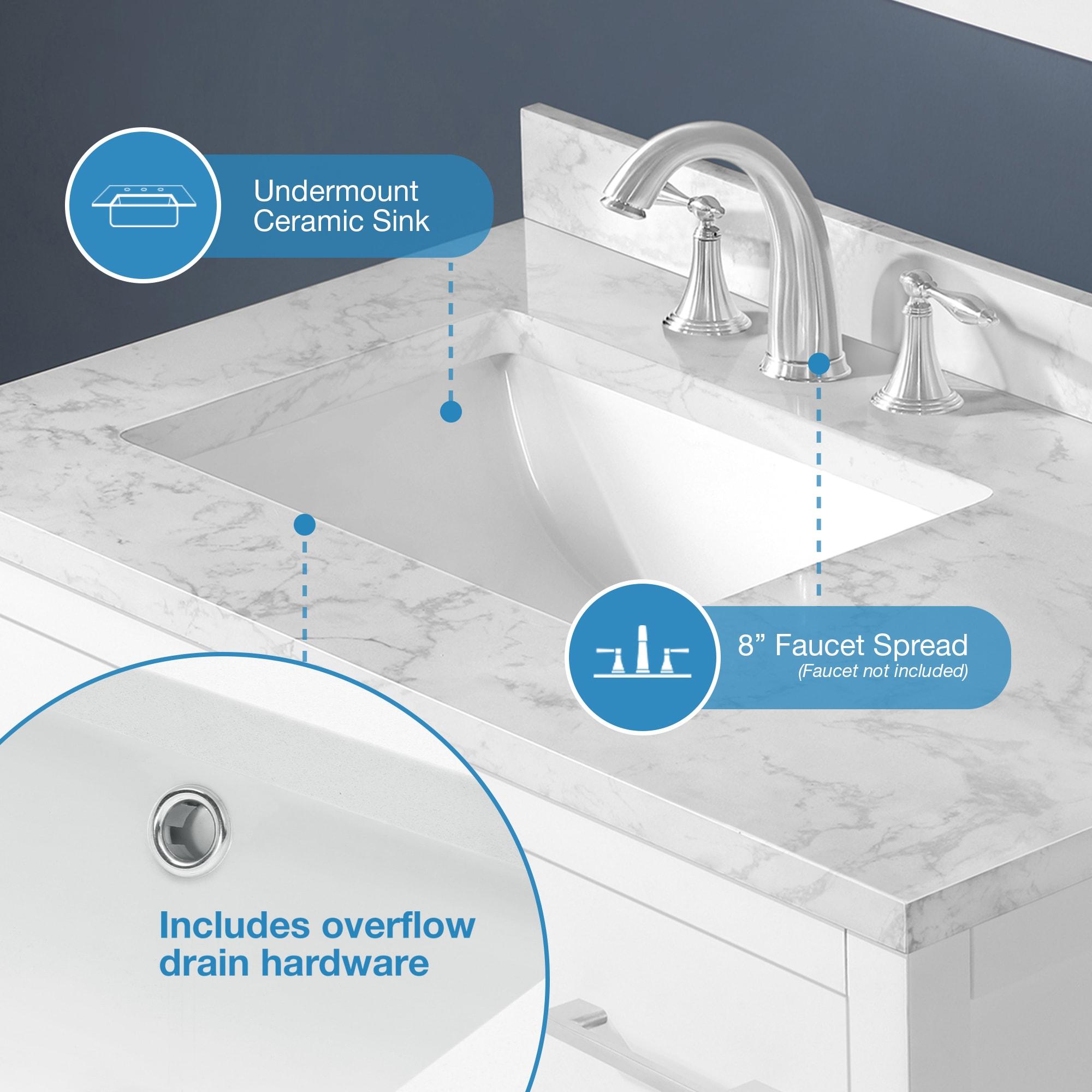 OVE Decors Athea 36 in. W Bath Vanity with Premium Countertop and Power Bar