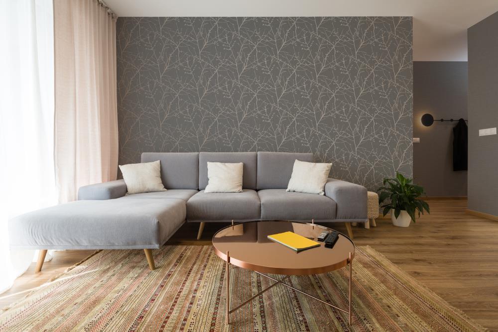 Innocence Charcoal and Copper Wallpaper