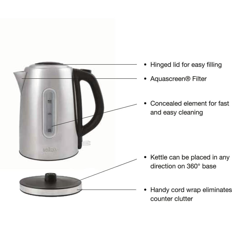 Salton 1.8 Qt. Stainless Steel Electric Tea Kettle
