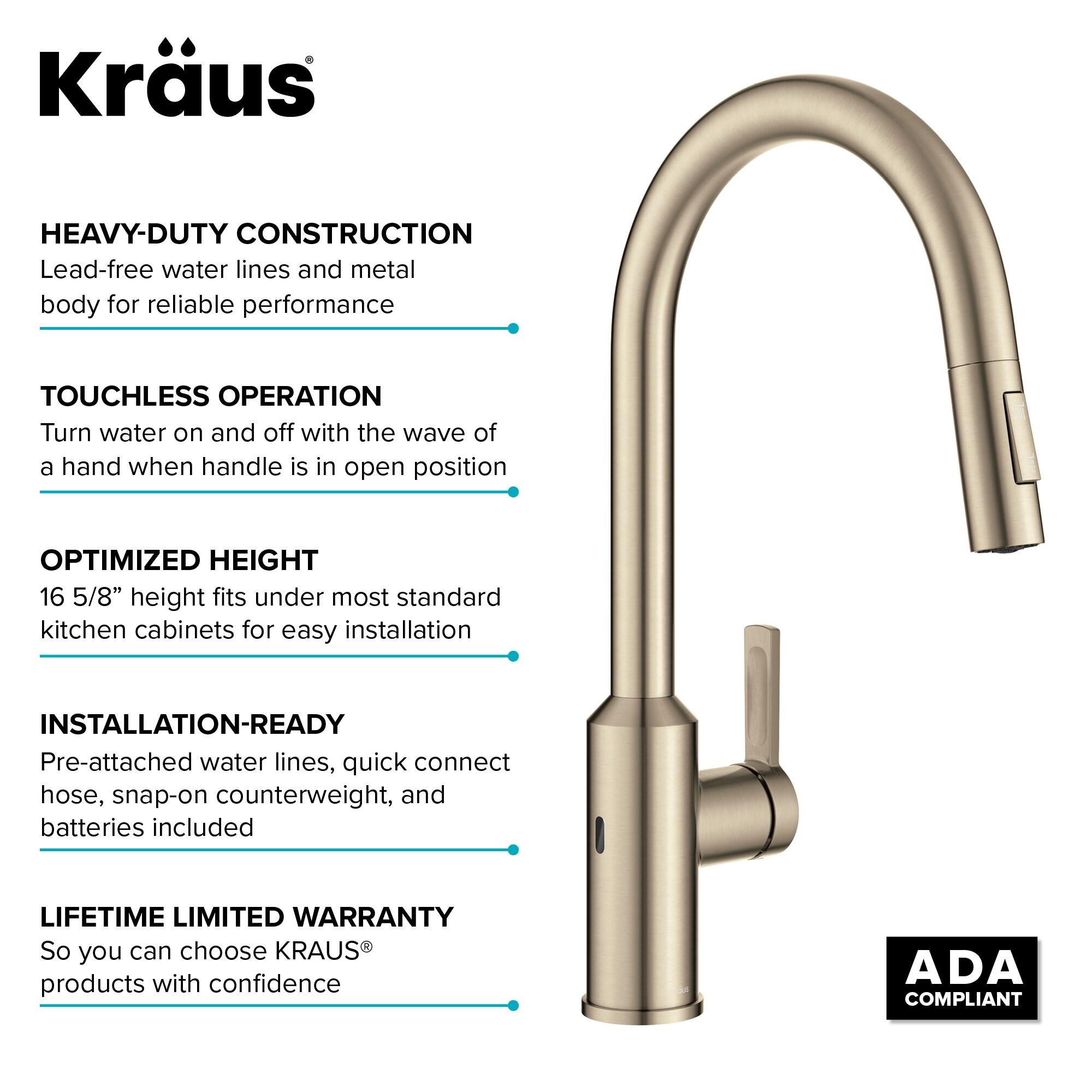 KRAUS Oletto Touchless Sensor Pull-Down Single Handle Kitchen Faucet