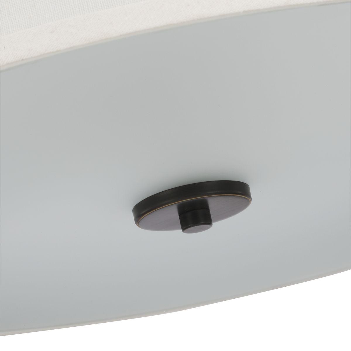 Progress Lighting, Inspire Collection, 3-Light Semi-Flush Mount, Antique Bronze, Off-White Linen Shade