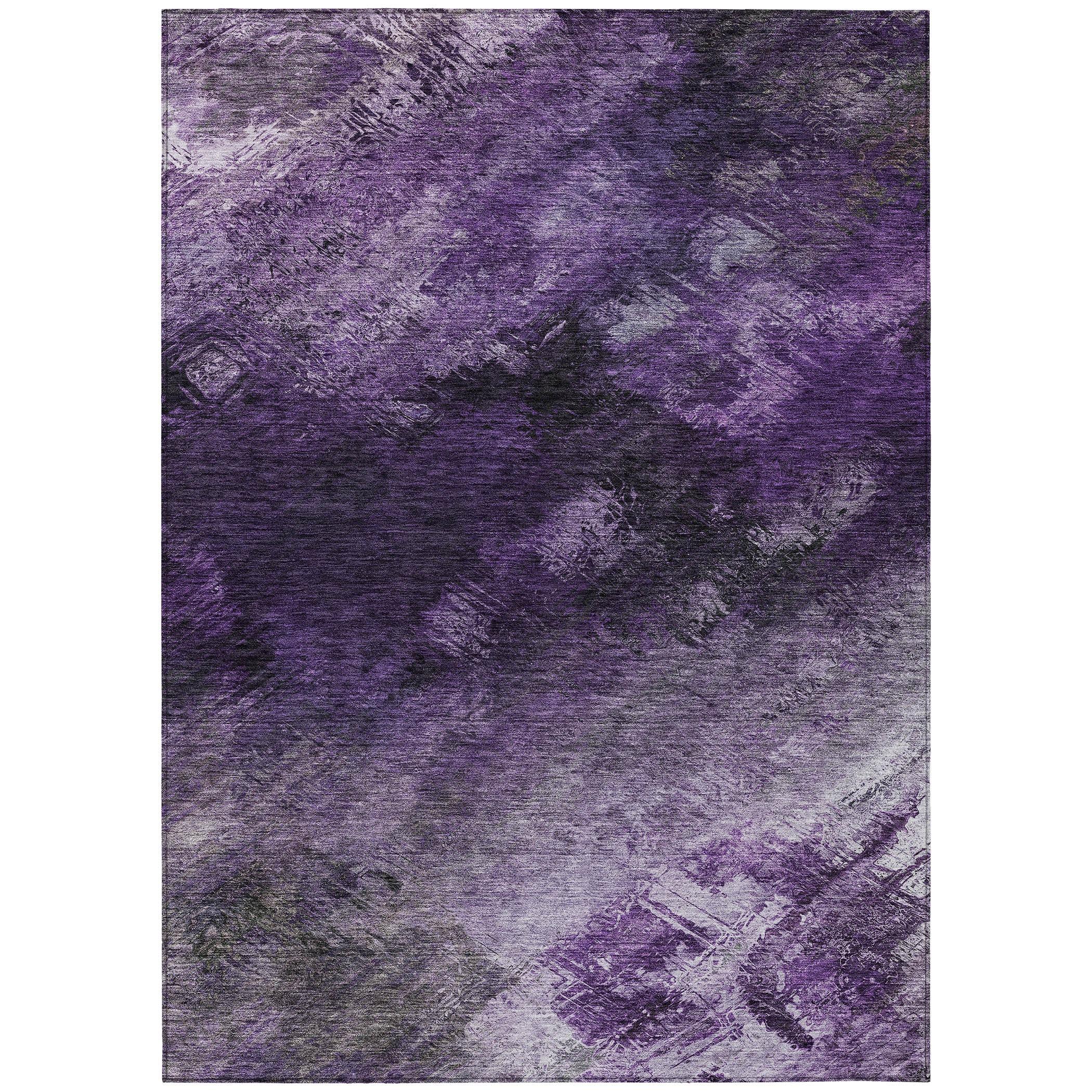 Purple Flat Woven Rectangular Synthetic Area Rug