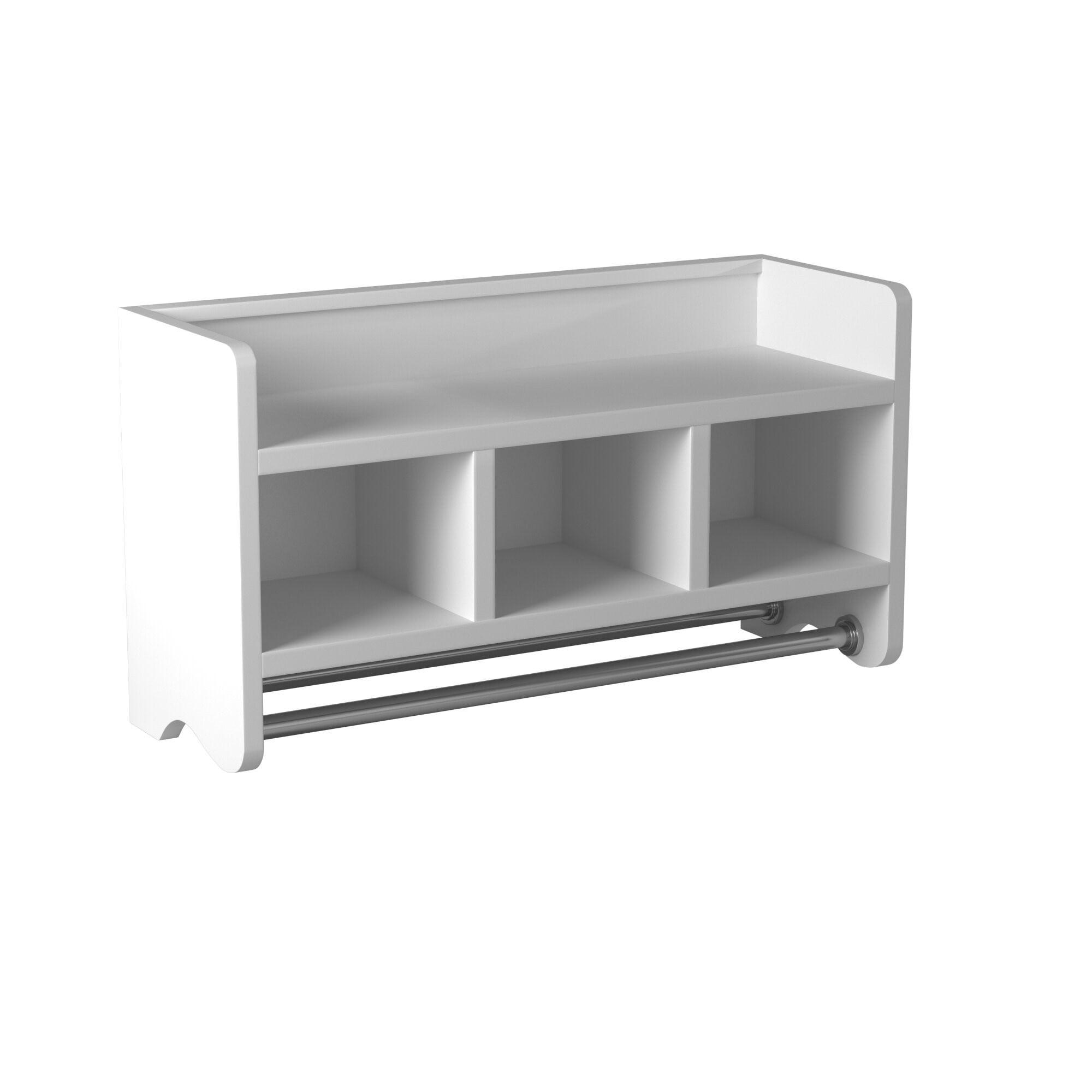 Alaterre 25" Bath Storage Shelf with Towel Rod, White