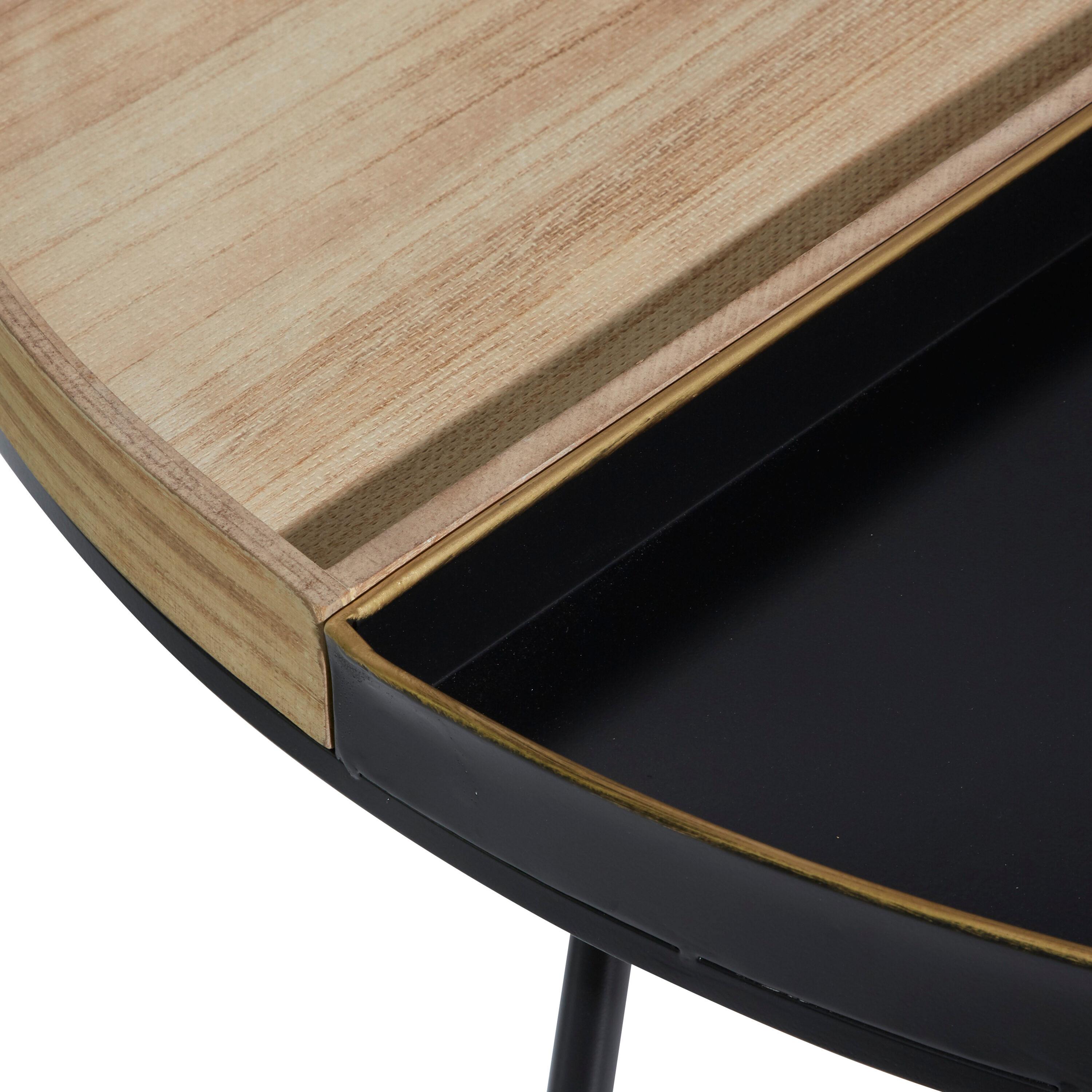 DecMode 38" x 18" Black Metal Split Coffee Table, 1-Piece