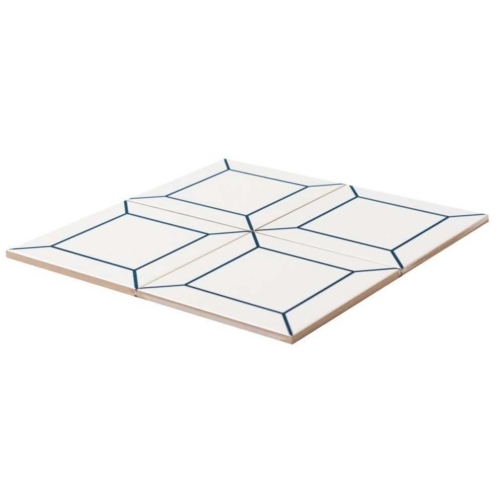 The Tile Life Frame White 6" x 6" Ceramic Patterned Wall Tile for Backsplash Bathroom - 1 Sample