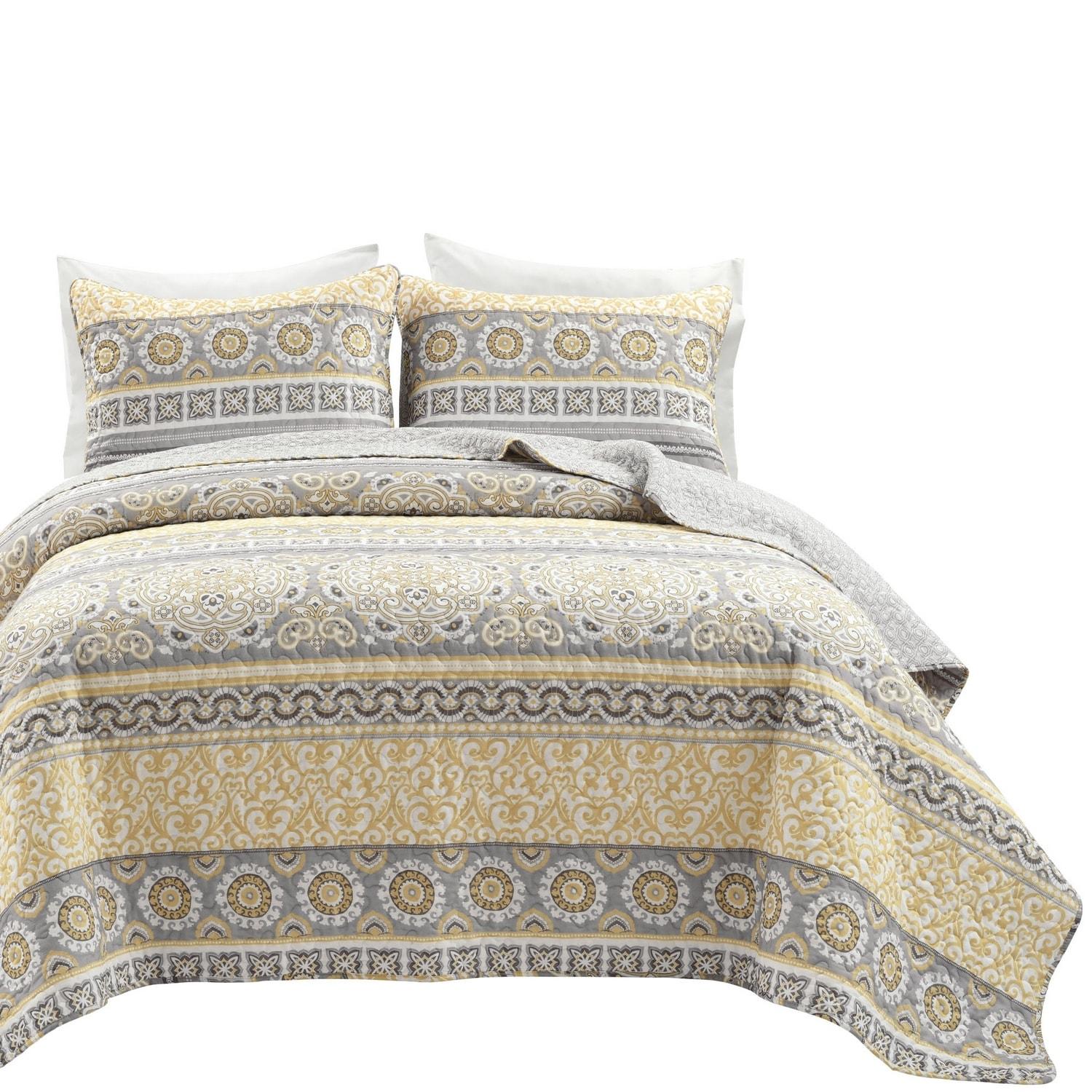 Lush Decor Nesco Navy 320 TC Reversible Modern & Contemporary 3 Piece Quilt Set