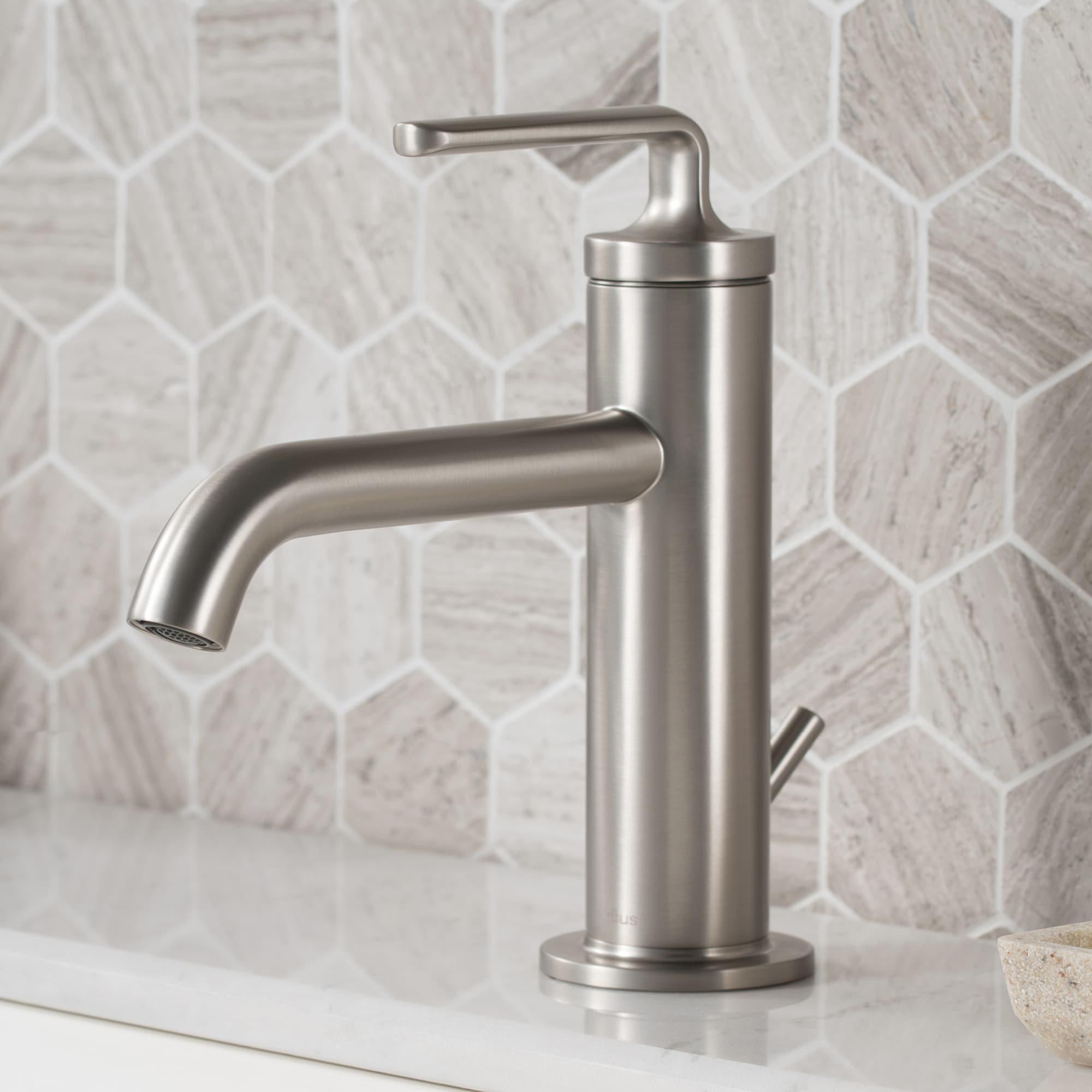 KRAUS Ramus Single Handle Bathroom Sink Faucet with Lift Rod Drain