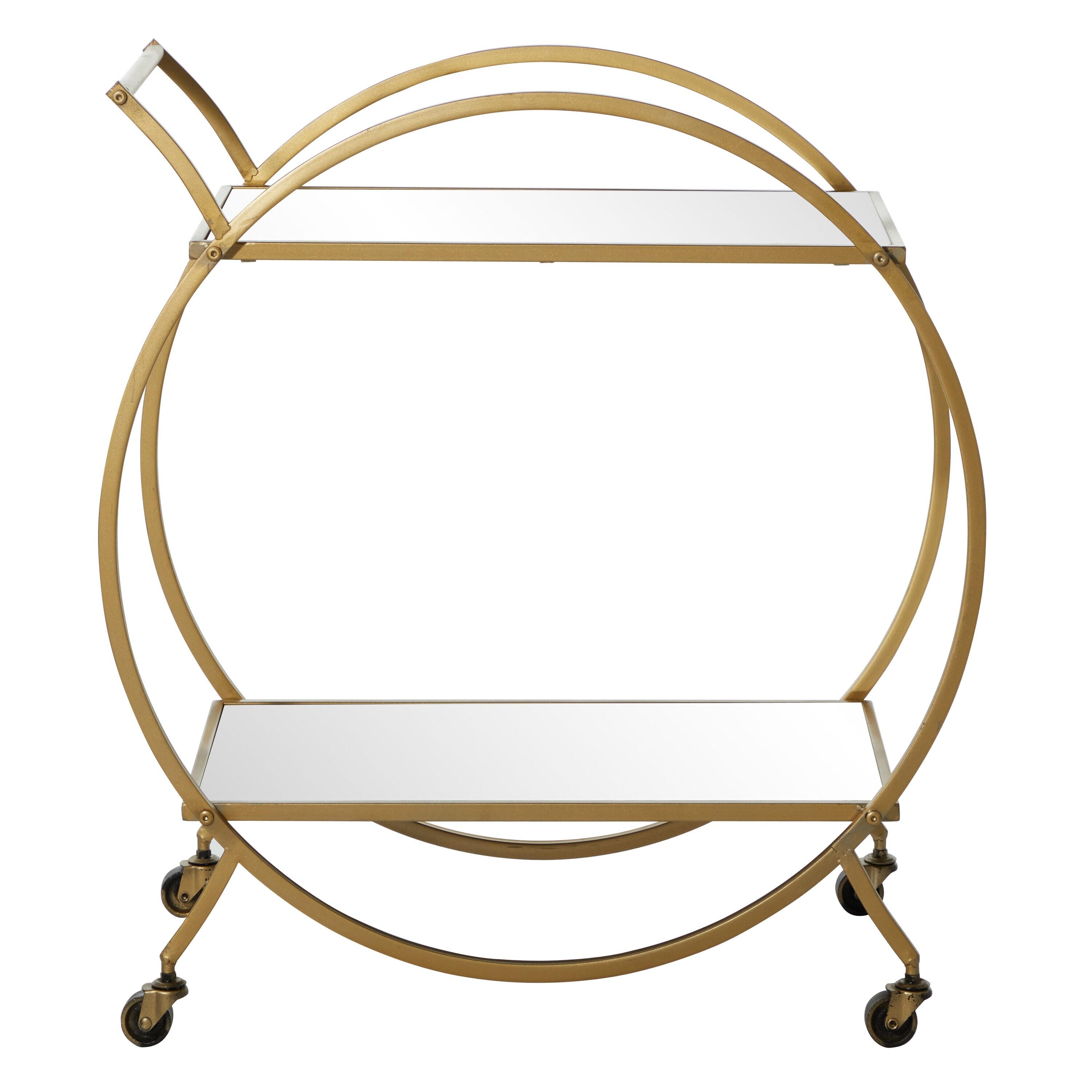 Contemporary Metal and Mirror Round Cart Gold - Olivia & May