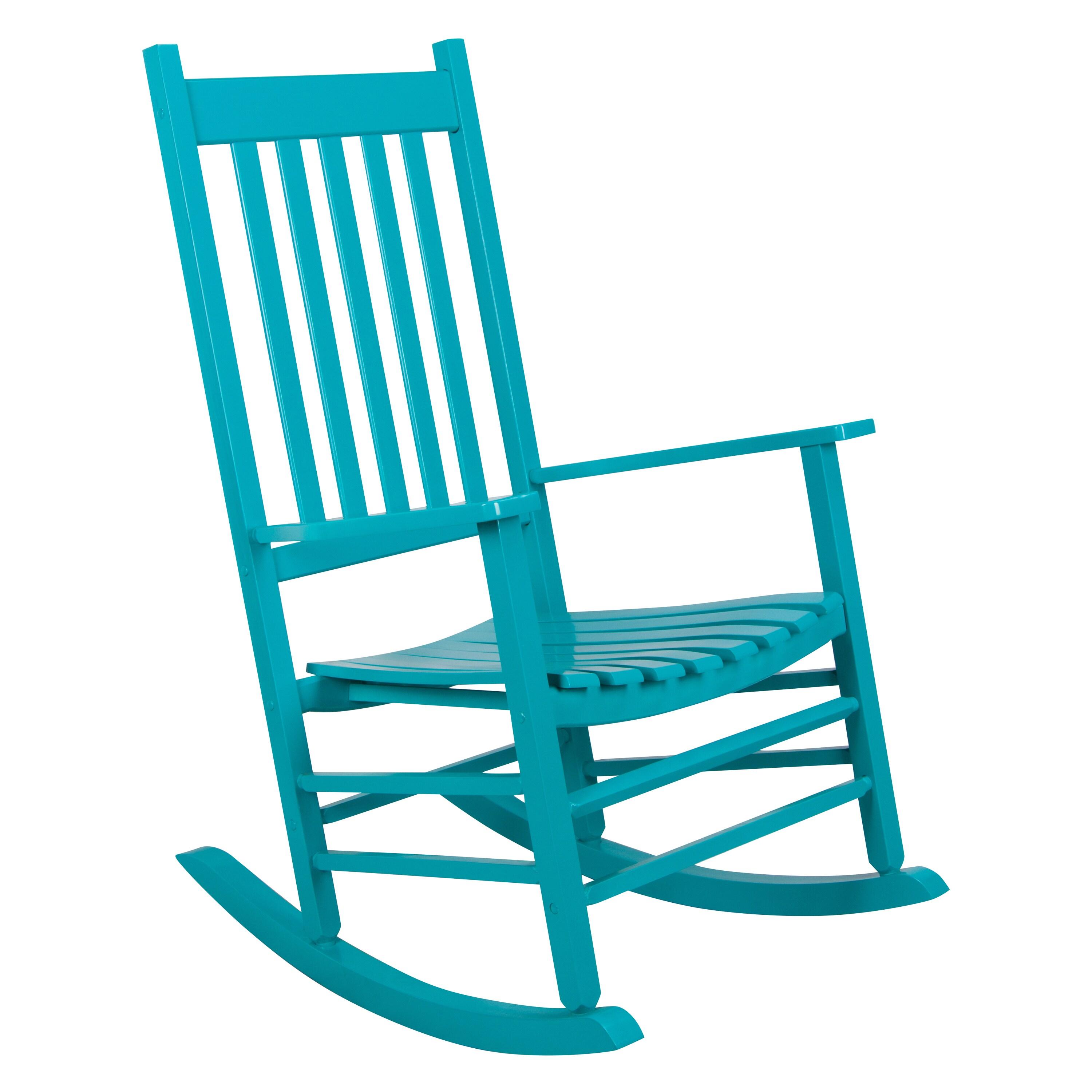 Shine Company Traditional Hardwood Indoor/Outdoor Patio Porch Rocker in Blue