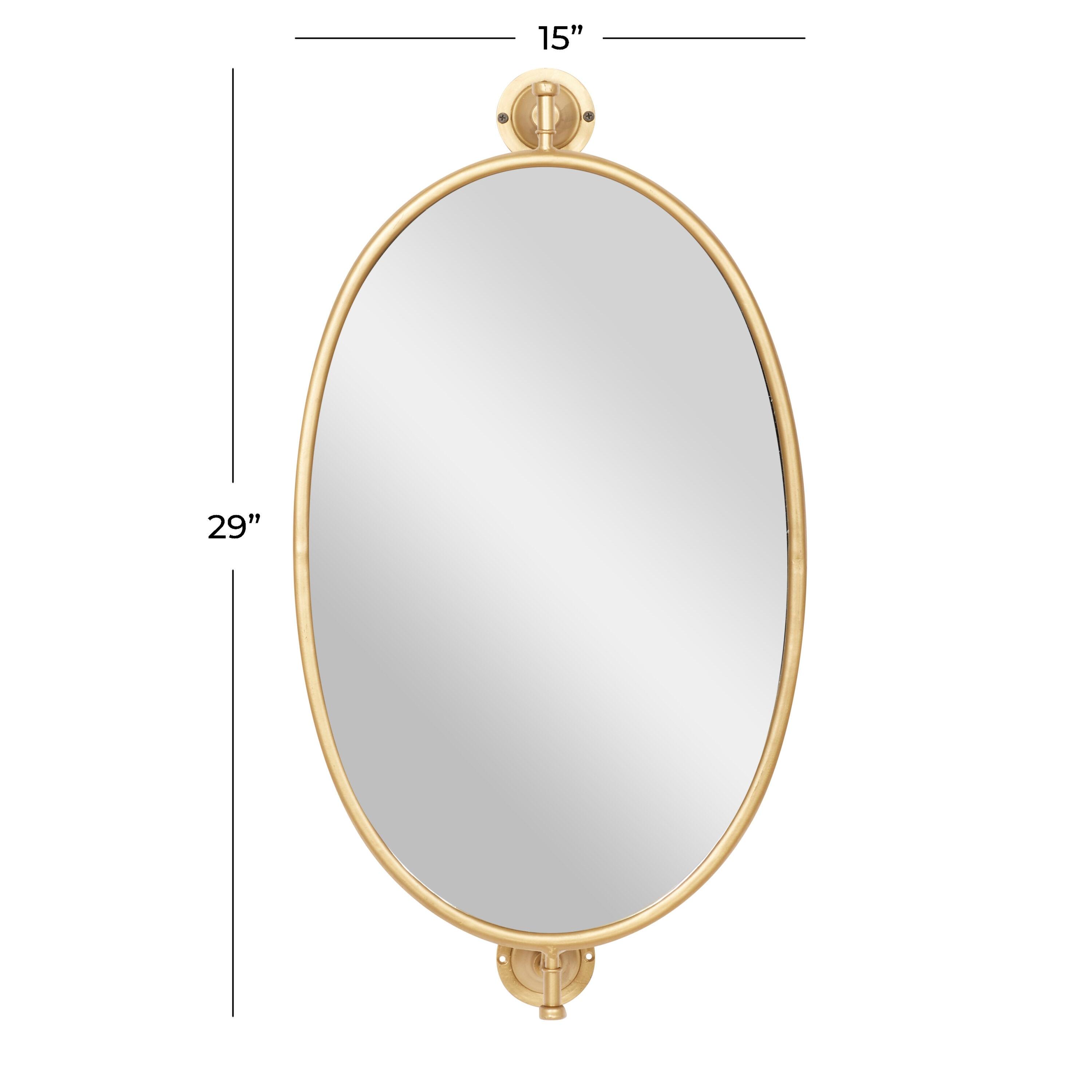 DecMode 15" x 29" Gold Oval Shaped Wall Mirror